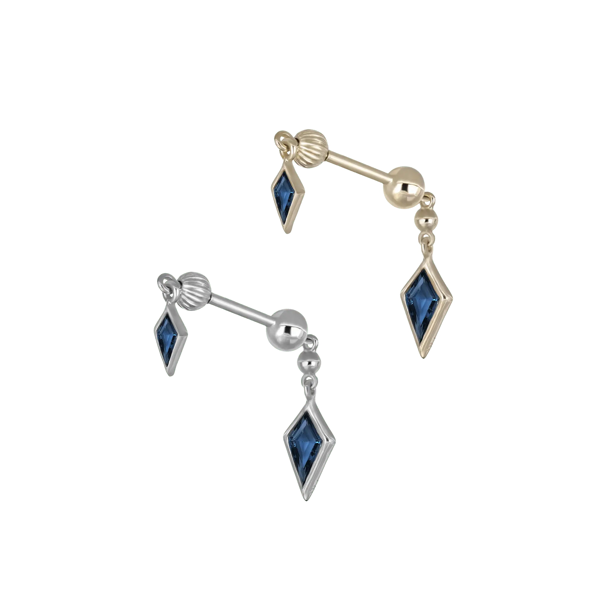 BEATTI Internal Thread Vira • London Blue Topaz 14K Solid White Gold Double Barbell Internally Threaded Vira • London Blue Topaz 14K Solid White Gold Double Barbell Internally Threaded