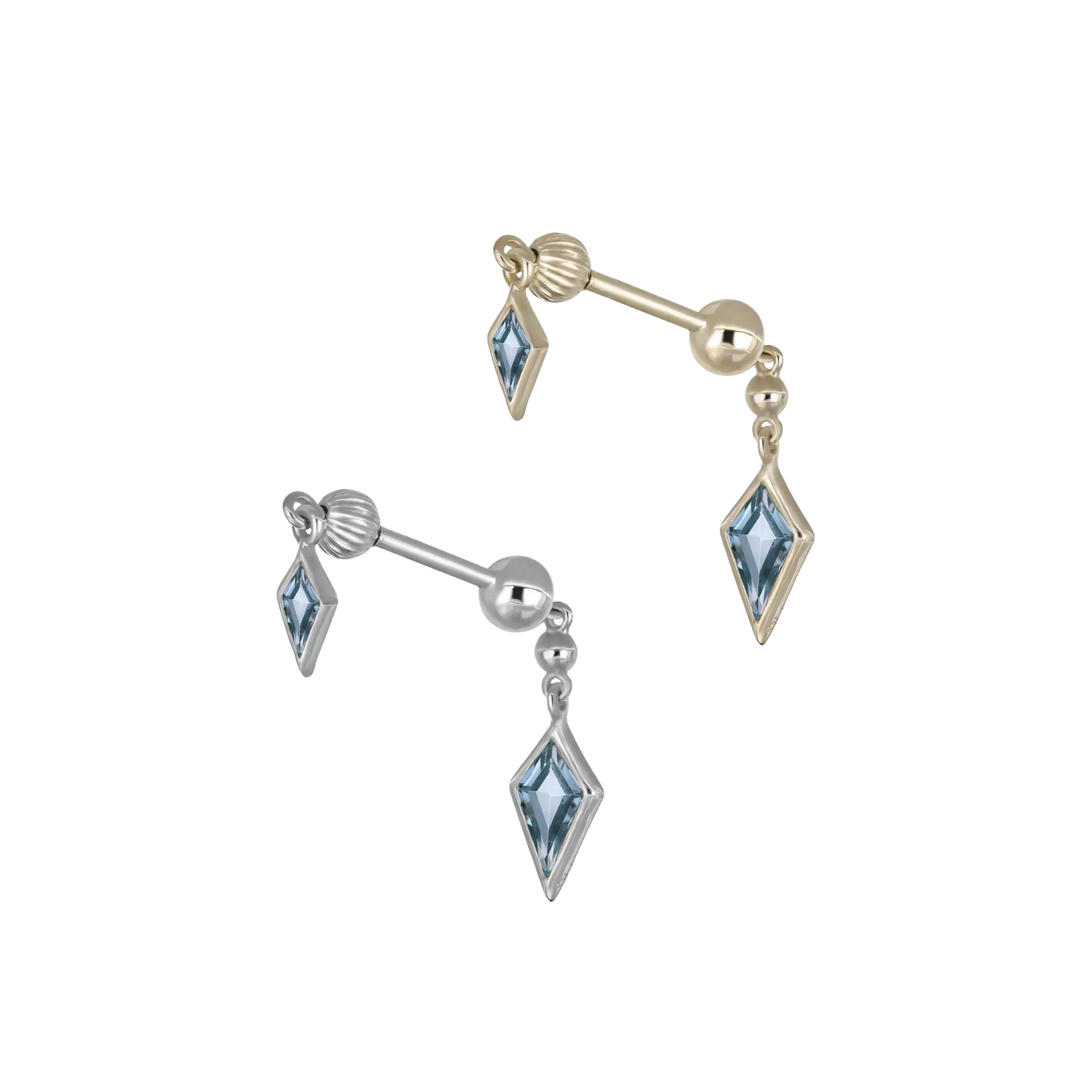 BEATTI Internal Thread Vira • Swiss Blue Topaz 14K Solid White Gold Double Barbell Internally Threaded Vira • Swiss Blue Topaz 14K Solid White Gold Double Barbell Internally Threaded