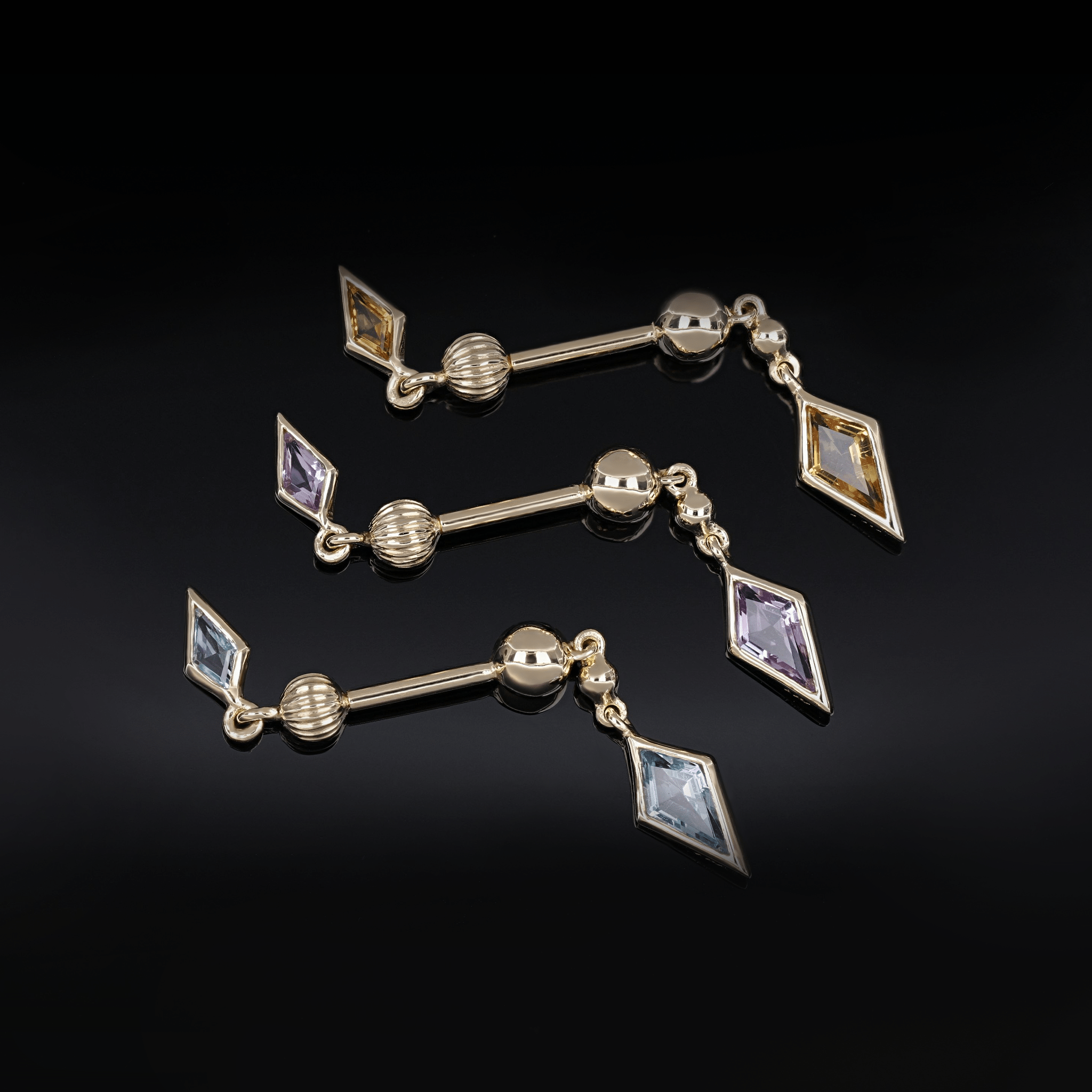 BEATTI Internal Thread Vira • 14K Solid Gold Double Gemstone Barbell Piercing Vira • 14K Solid Gold Double Gemstone Barbell Piercing