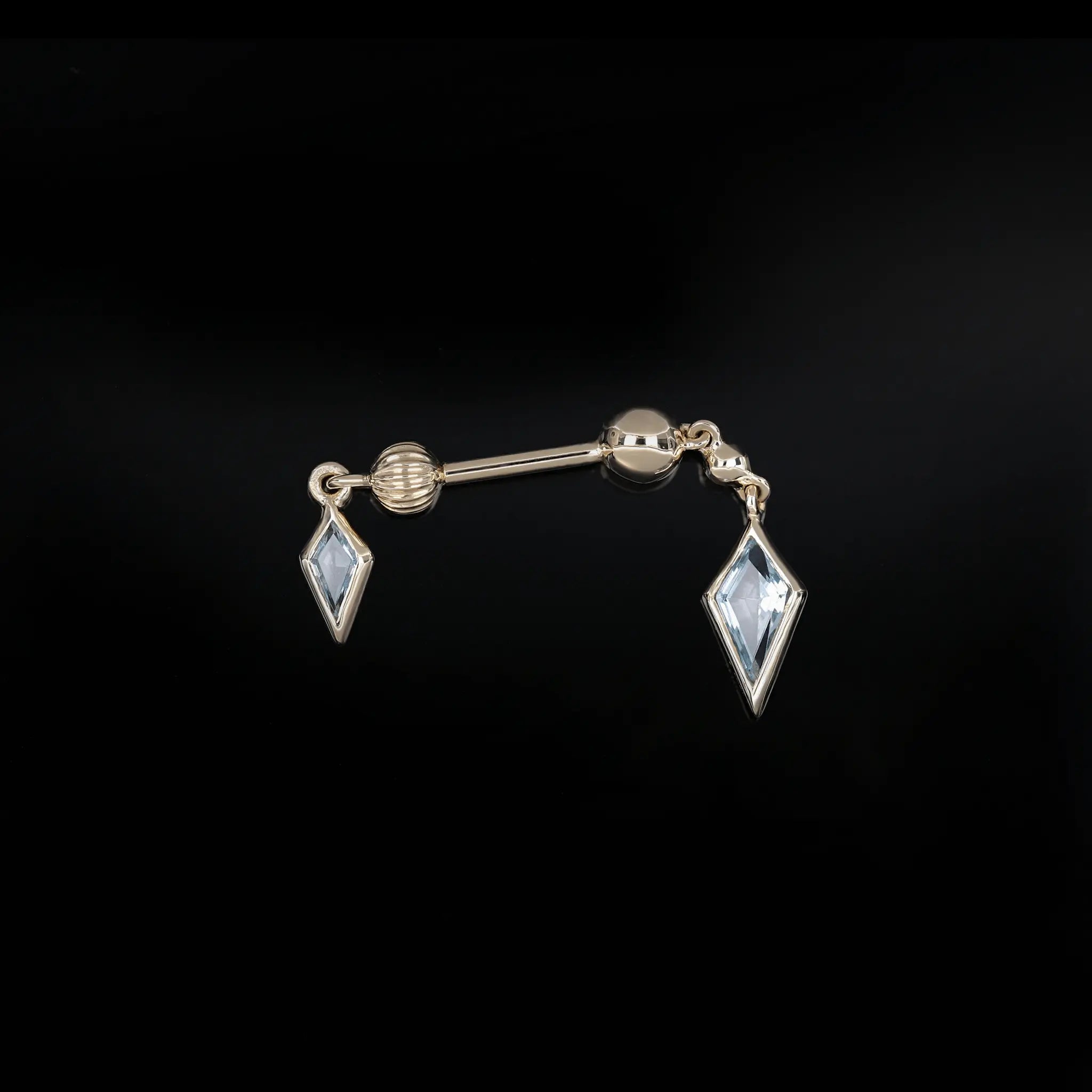 BEATTI Internal Thread Vira • Swiss Blue Topaz 14K Solid White Gold Double Barbell Internally Threaded Vira • Swiss Blue Topaz 14K Solid White Gold Double Barbell Internally Threaded