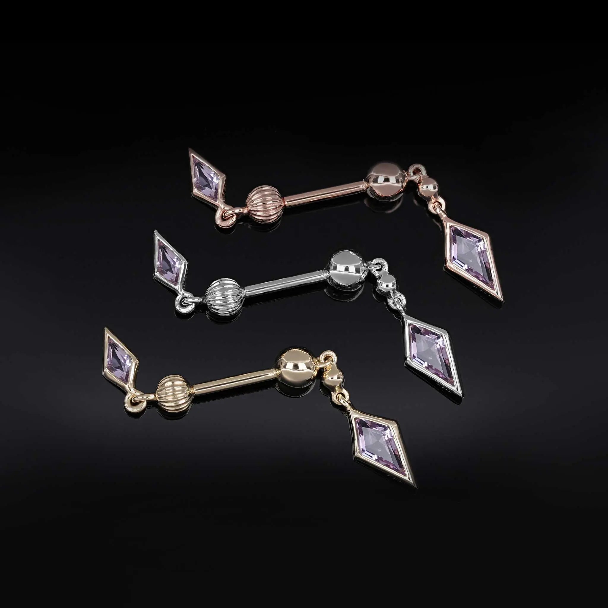 BEATTI Internal Thread Vira • Amethyst Brazilian 14K Solid Gold Double Barbell Internally Threaded Vira • Amethyst Brazilian 14K Solid Gold Double Barbell Internally Threaded
