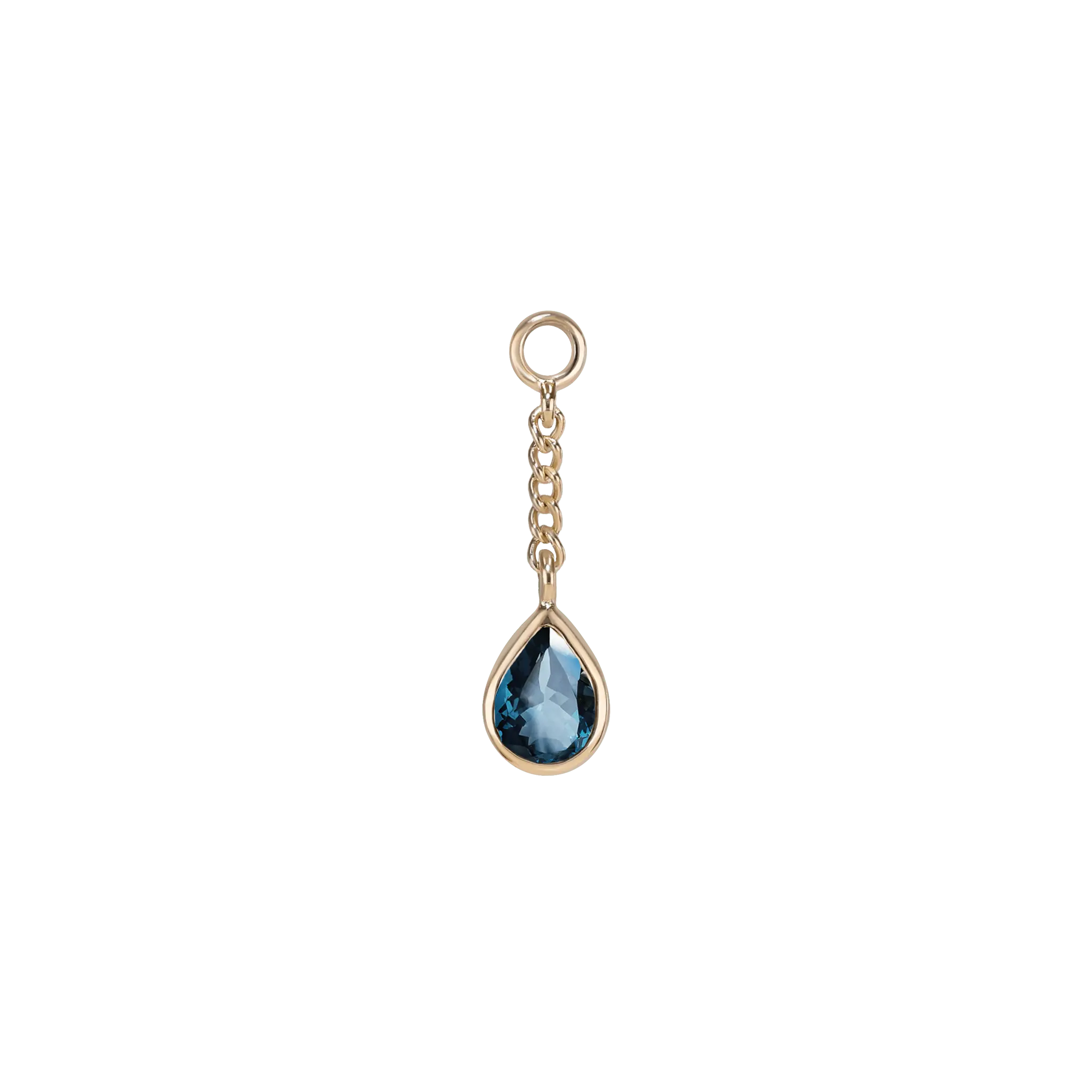 BEATTI Charms Gold / London Blue Topaz Juno • Teardrop Gemstone Chain Charm Juno • Teardrop Gemstone Chain Charm