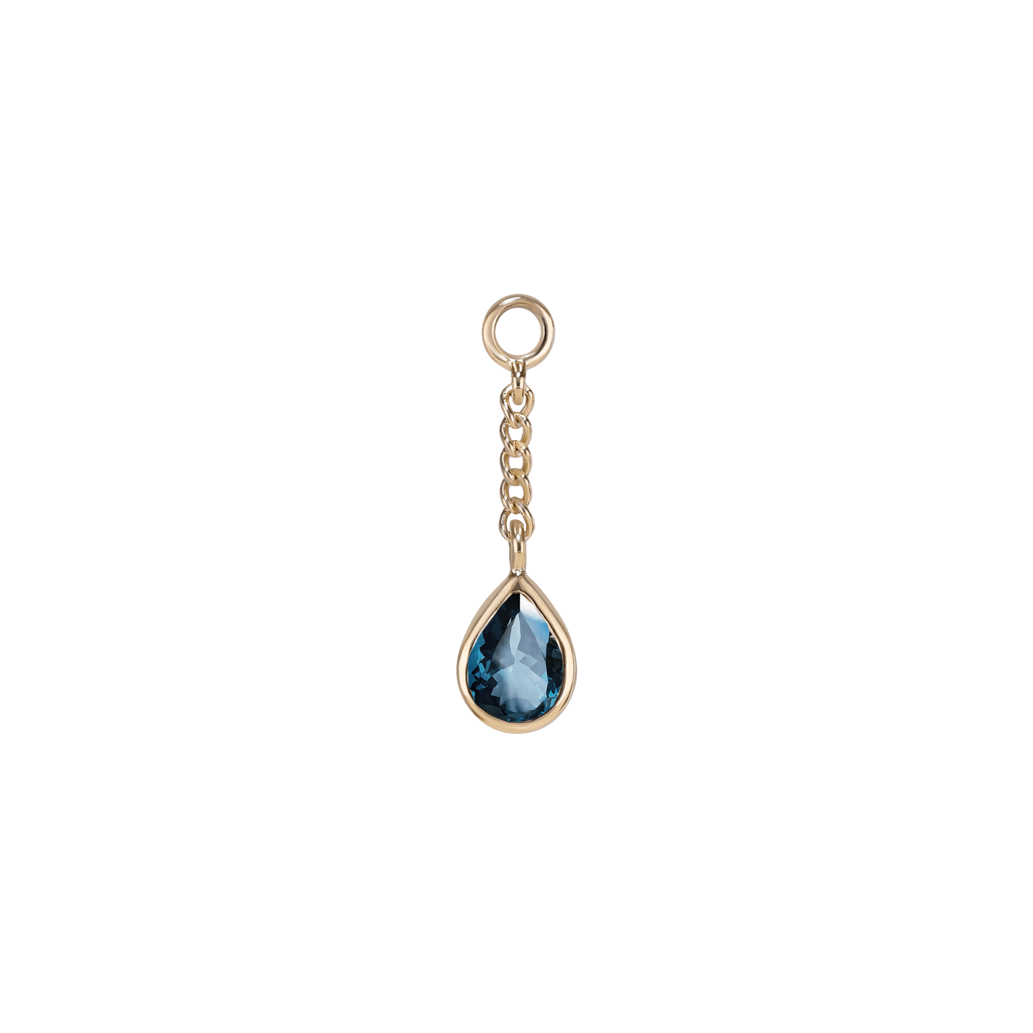 BEATTI Charms Gold / London Blue Topaz Juno • Teardrop Gemstone Chain Charm Juno • Teardrop Gemstone Chain Charm