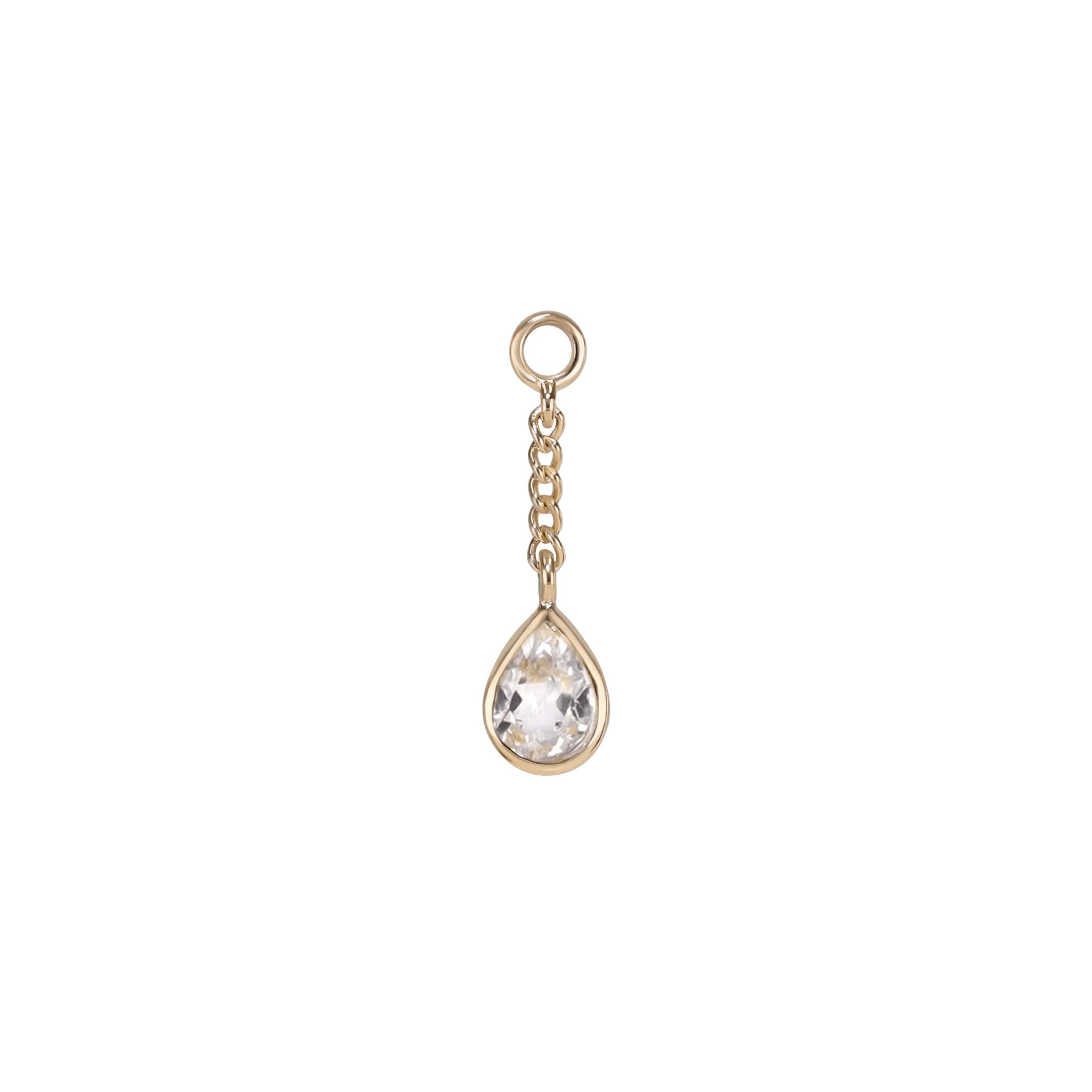 BEATTI Charms Gold / White Topaz Juno • Teardrop Gemstone Chain Charm Juno • Teardrop Gemstone Chain Charm