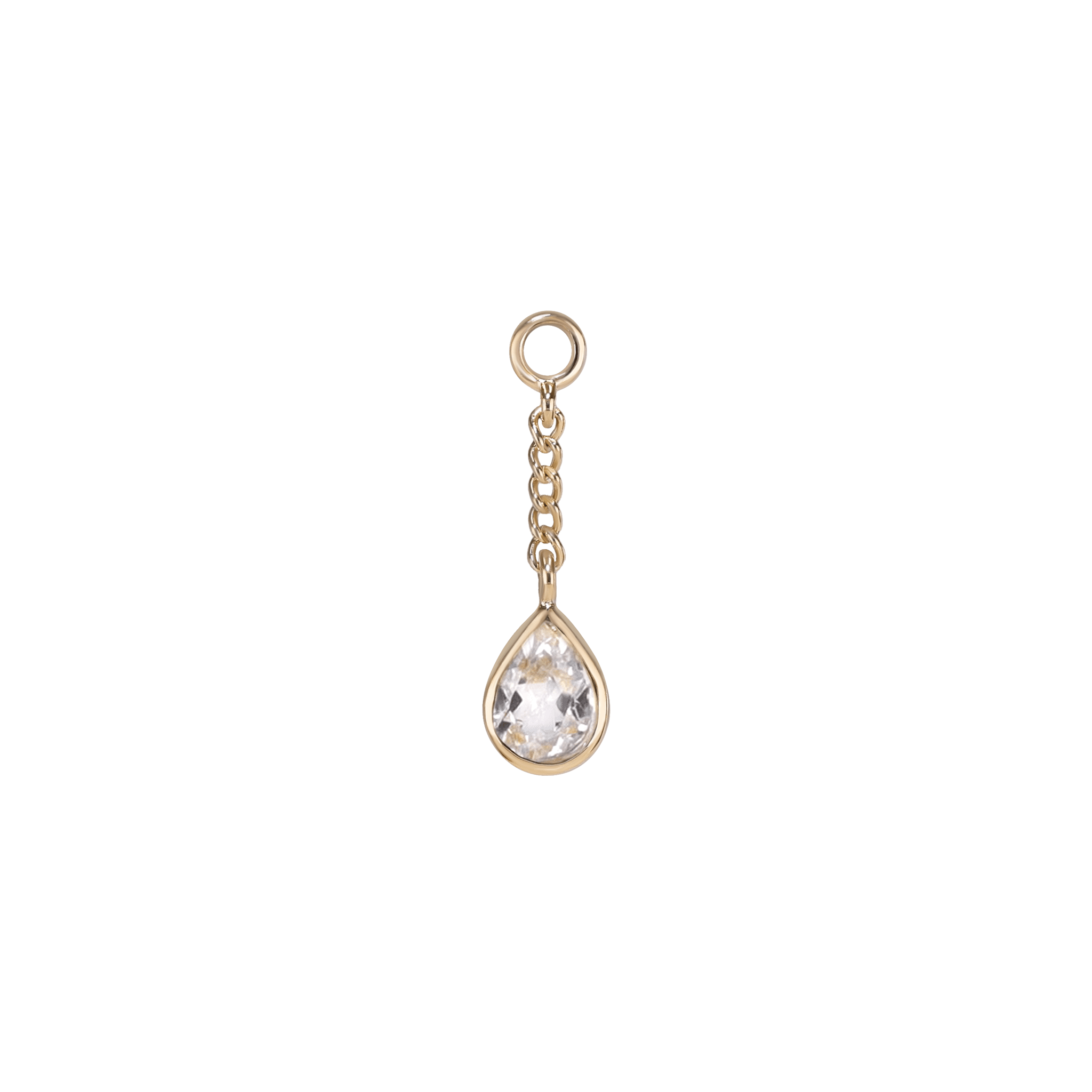 BEATTI Charms Gold / White Topaz Juno • Teardrop Gemstone Chain Charm Juno • Teardrop Gemstone Chain Charm
