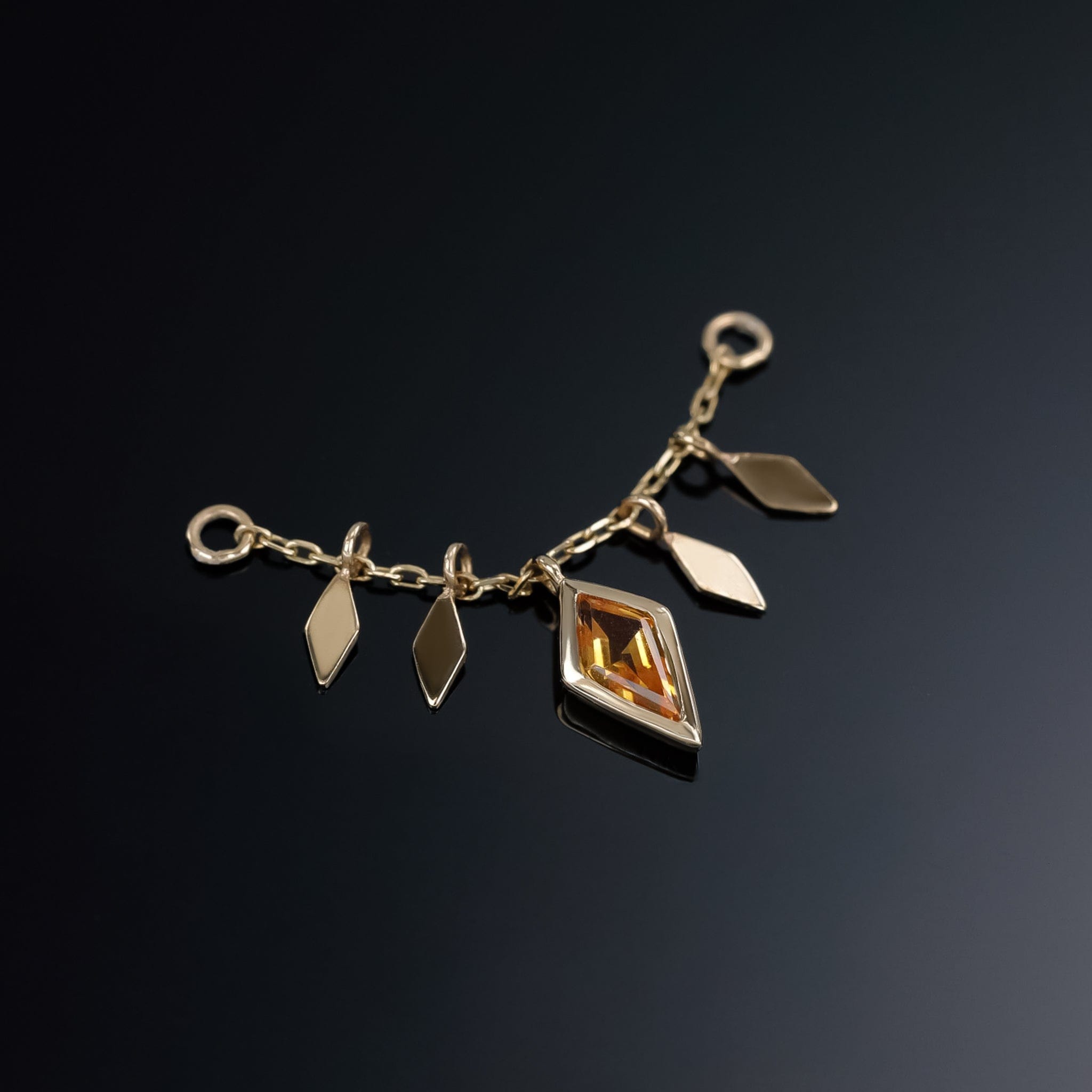 BEATTI Chain Attachments Gold Patra Chain Attachment with Citrine BTFG012 CD Patra Chain Attachment with Citrine