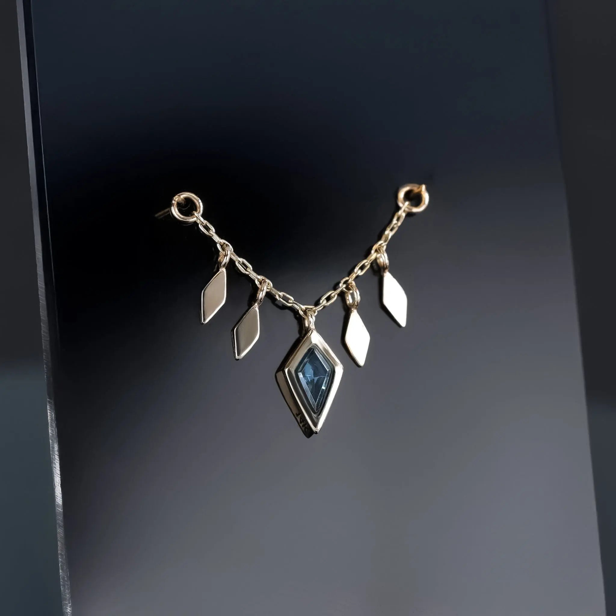 BEATTI Chain Attachments Gold Patra Chain Attachment • London Blue Topaz Yellow Gold BTFG012 TBL Patra Chain Attachment • London Blue Topaz Yellow Gold