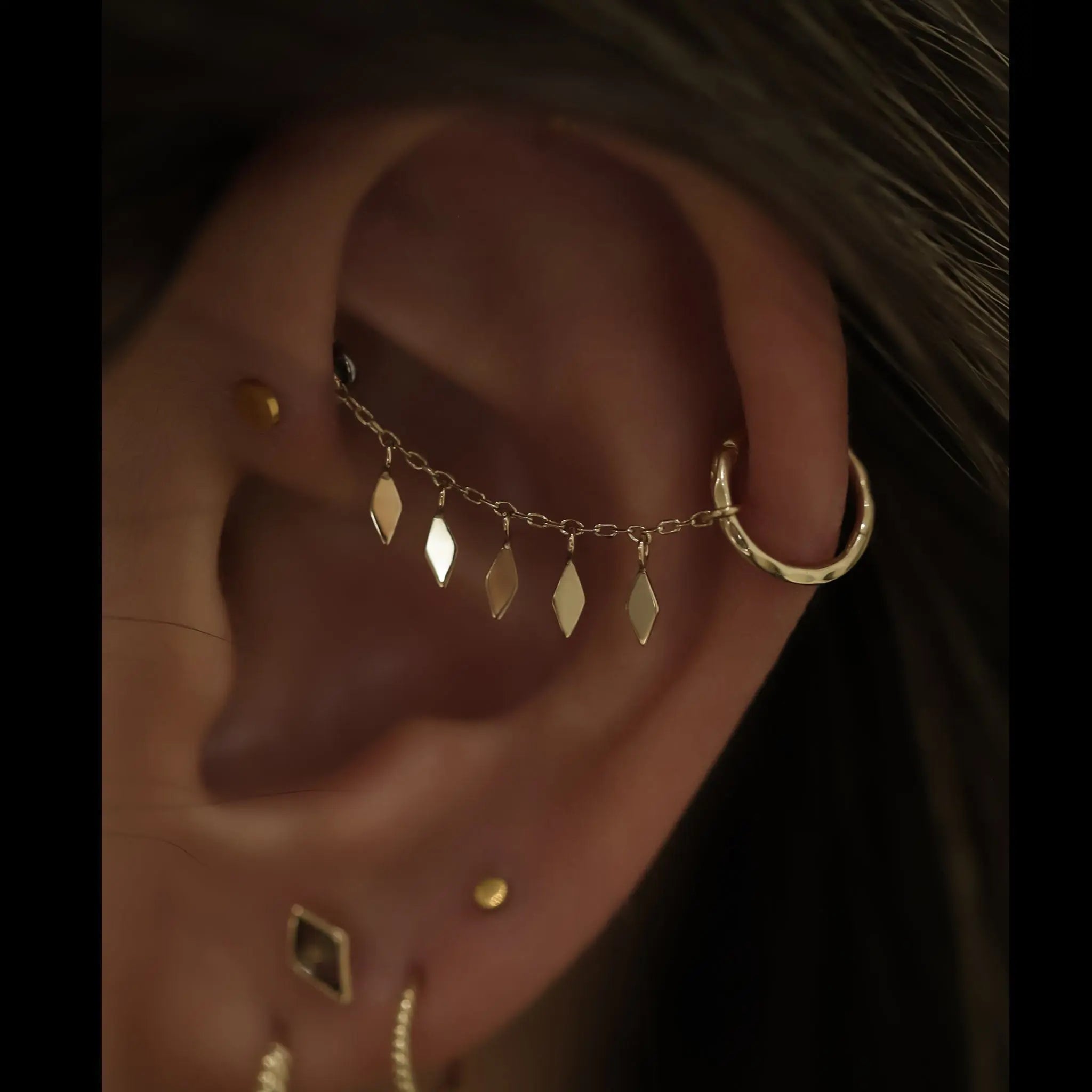 BEATTI Chain Attachments Gold 14k Gold Rhombus Charms Chain BTFG012_JGF 14k Gold Rhombus Charms Chain