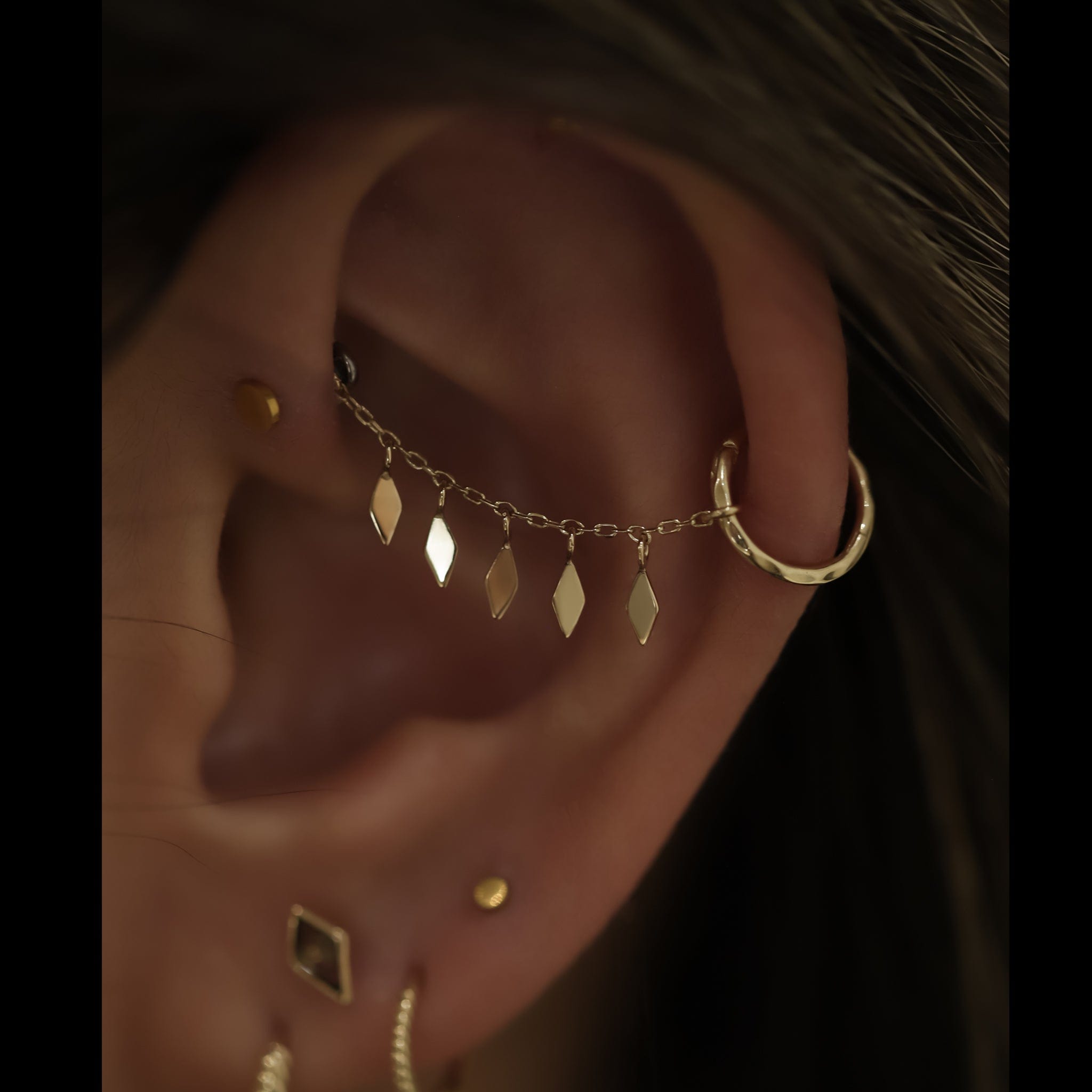 BEATTI Chain Attachments Gold 14k Gold Rhombus Charms Chain BTFG012_JGF 14k Gold Rhombus Charms Chain