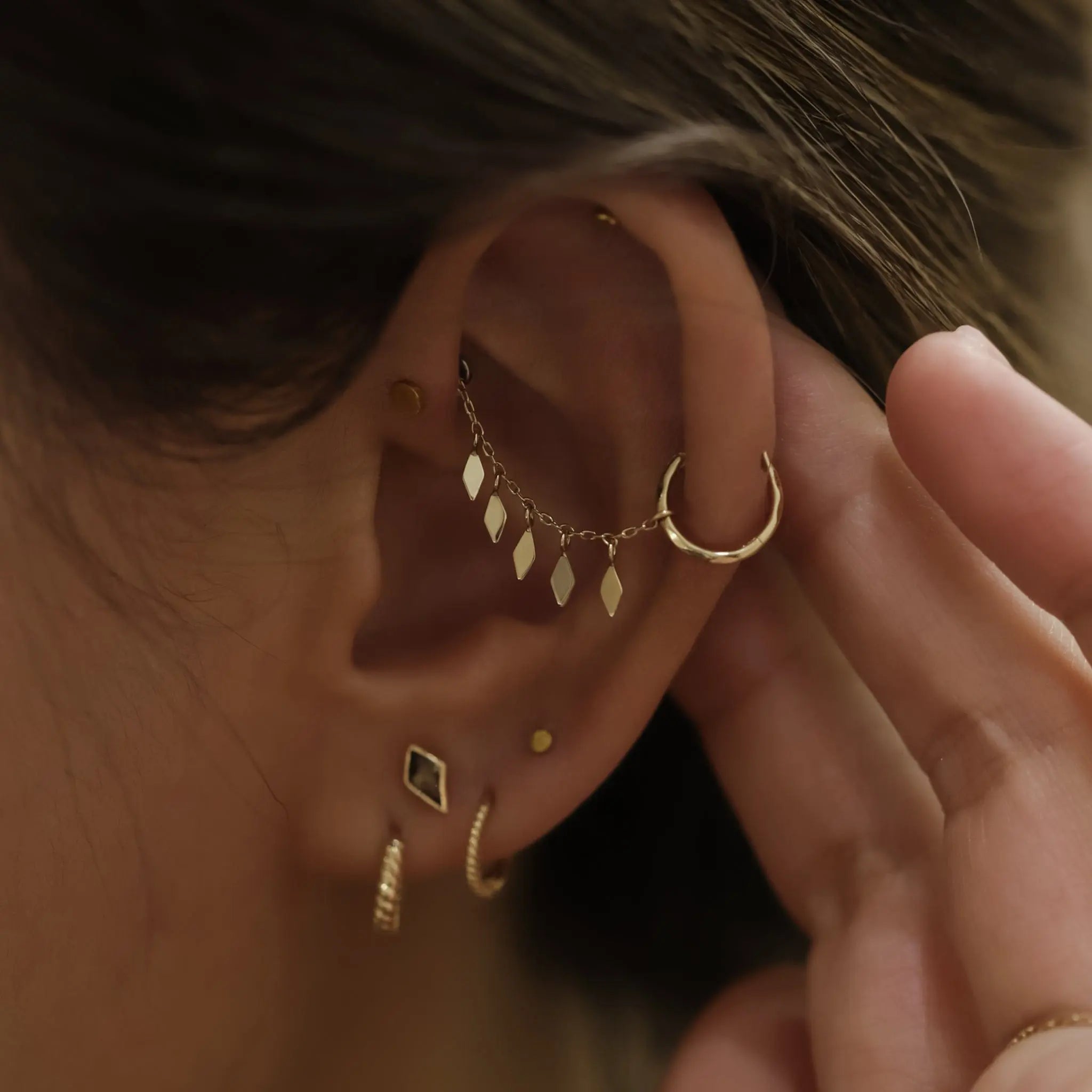 BEATTI Chain Attachments Gold 14k Gold Rhombus Charms Chain BTFG012_JGF 14k Gold Rhombus Charms Chain