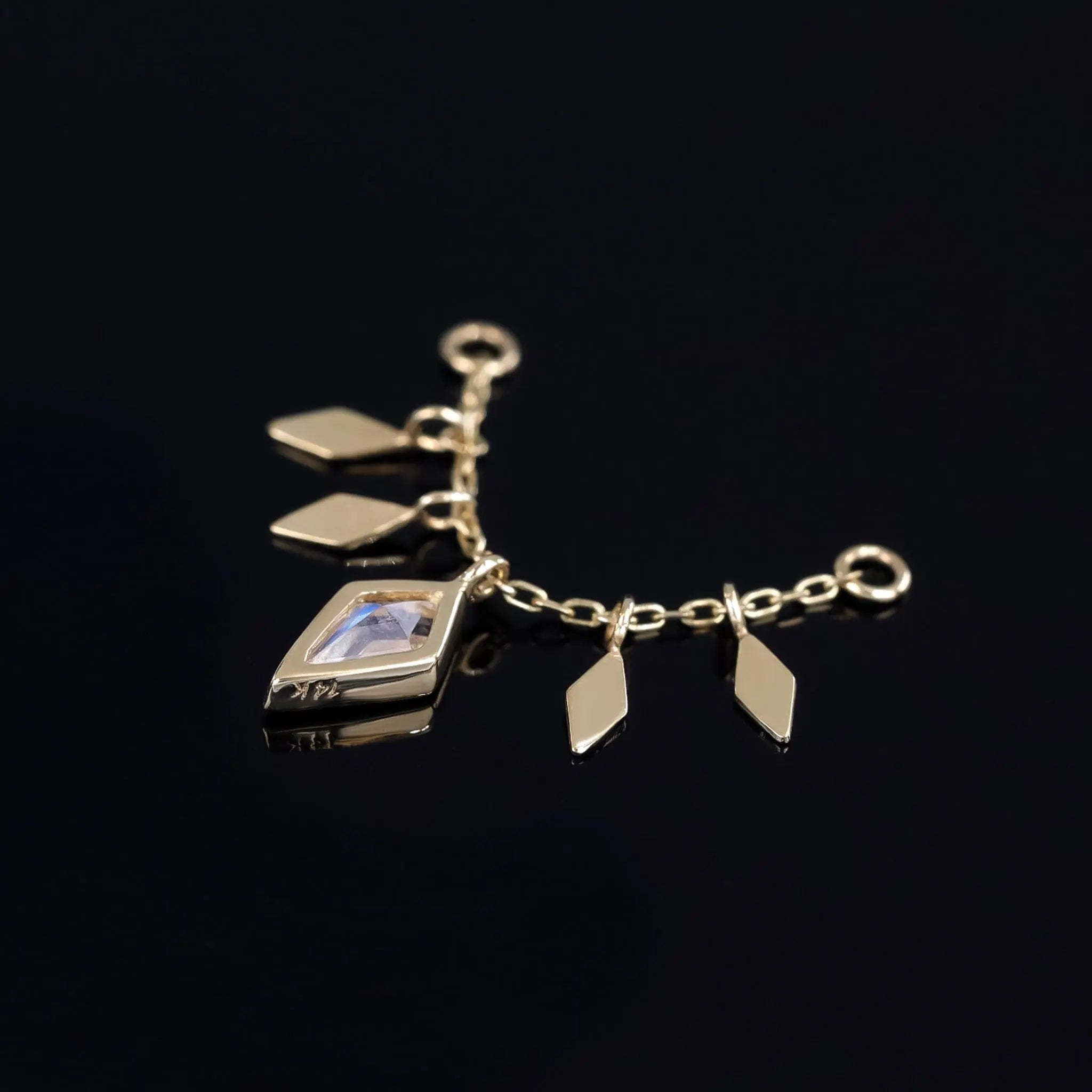 BEATTI Chain Attachments Patra Chain Attachment with Rainbow Moonstone Patra Chain Attachment with Rainbow Moonstone