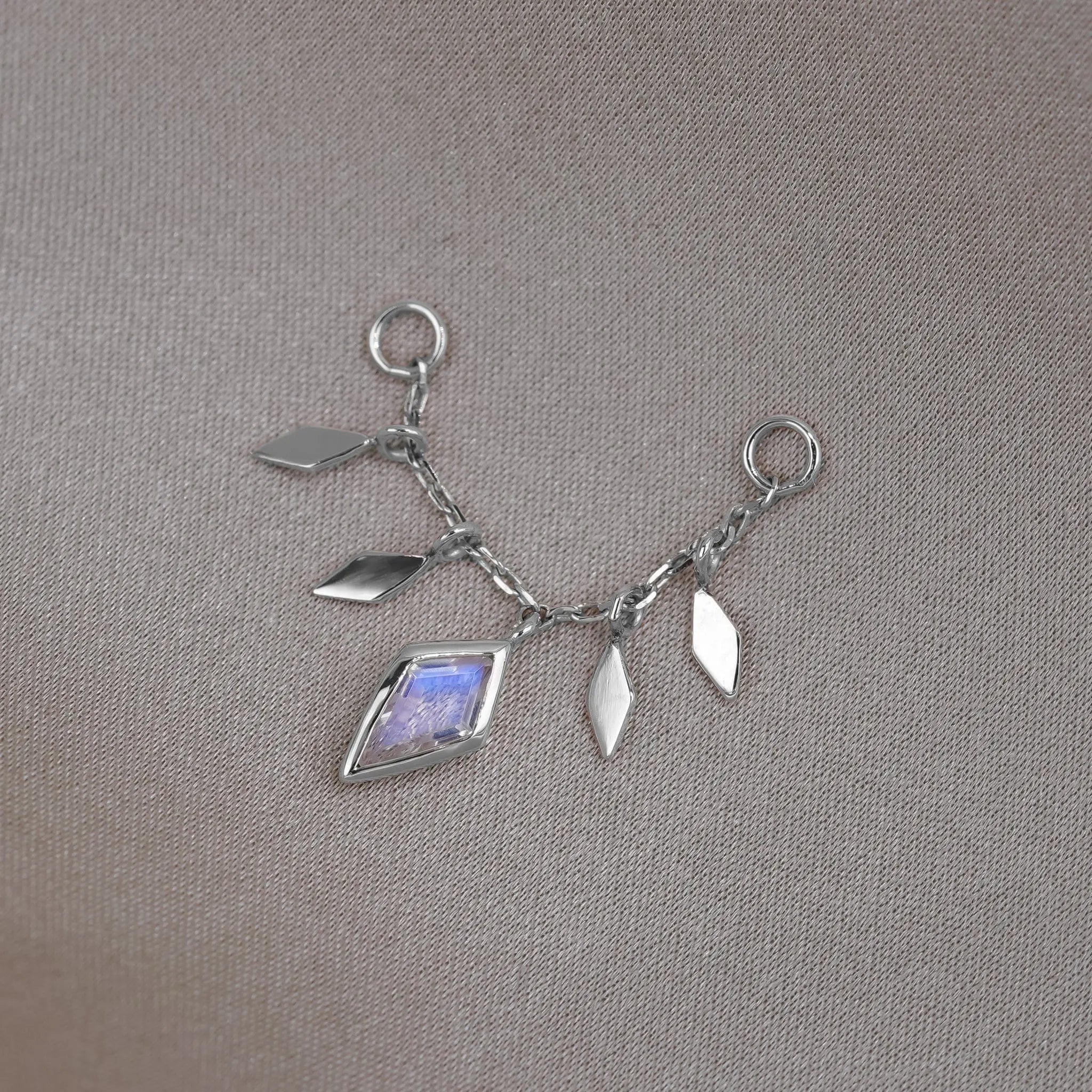 BEATTI Chain Attachments Patra Chain Attachment with Rainbow Moonstone Patra Chain Attachment with Rainbow Moonstone