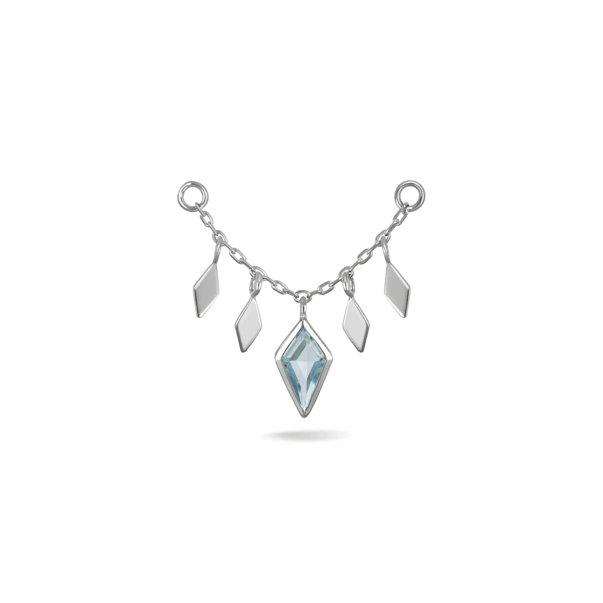 BEATTI Chain Attachments White Gold / 22mm Patra Chain Attachment with Swiss Blue Topaz 22mm Patra Chain Attachment with Swiss Blue Topaz 22mm