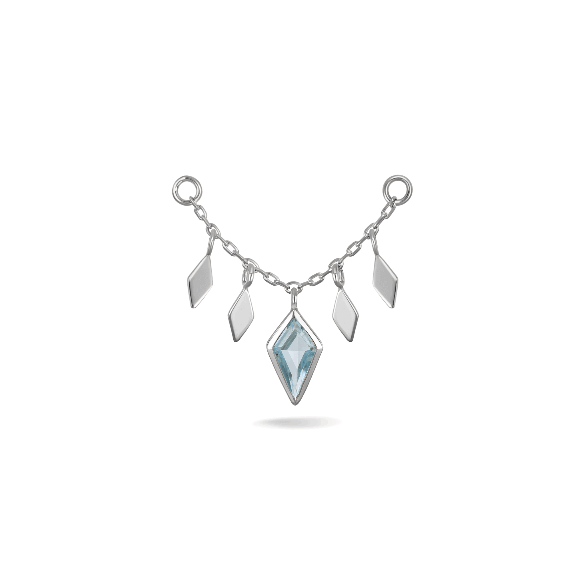 BEATTI Chain Attachments White Gold / 22mm Patra Chain Attachment with Swiss Blue Topaz 22mm Patra Chain Attachment with Swiss Blue Topaz 22mm