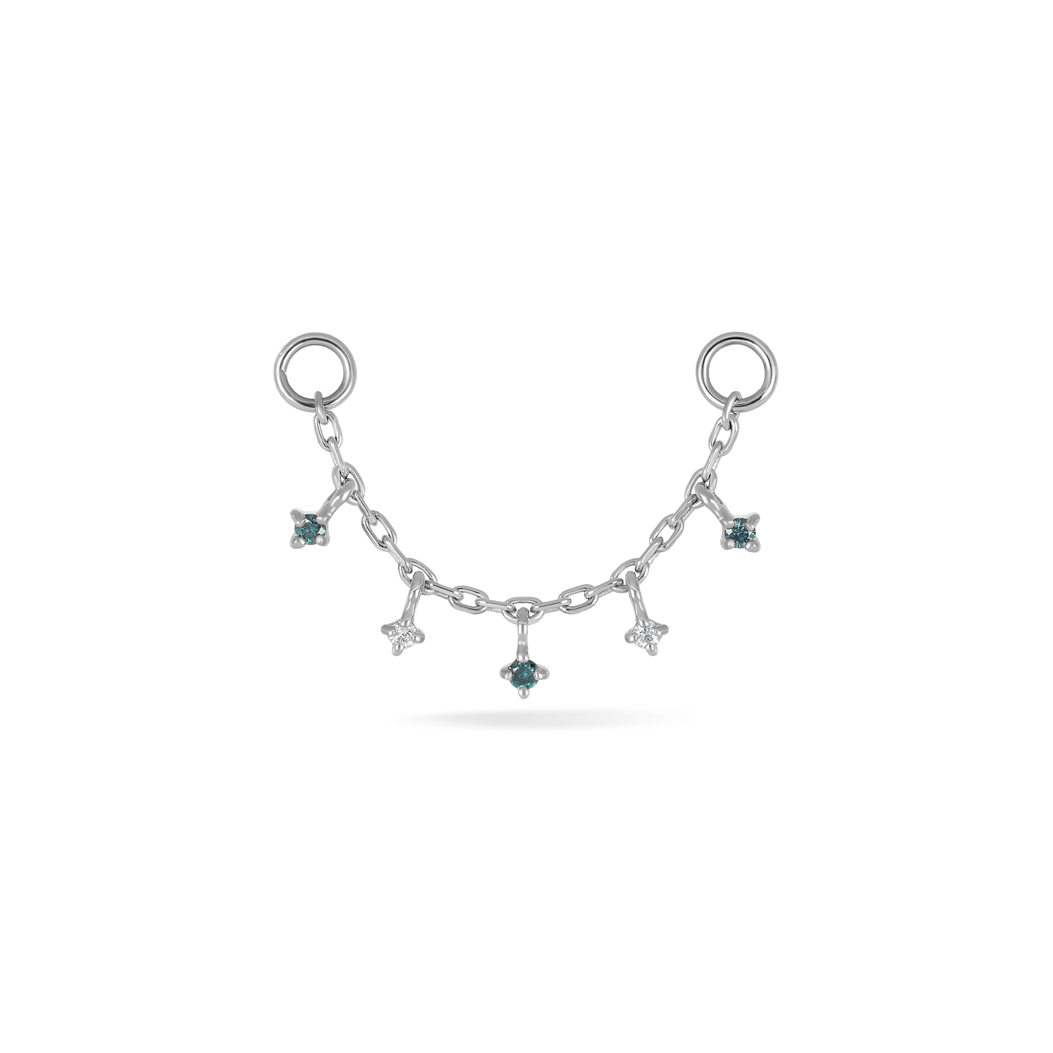 BEATTI Chain Attachments White Gold Ember Blue and White Diamond Dangle Chain BTFG027 BD-WD Ember Blue and White Diamond Dangle Chain