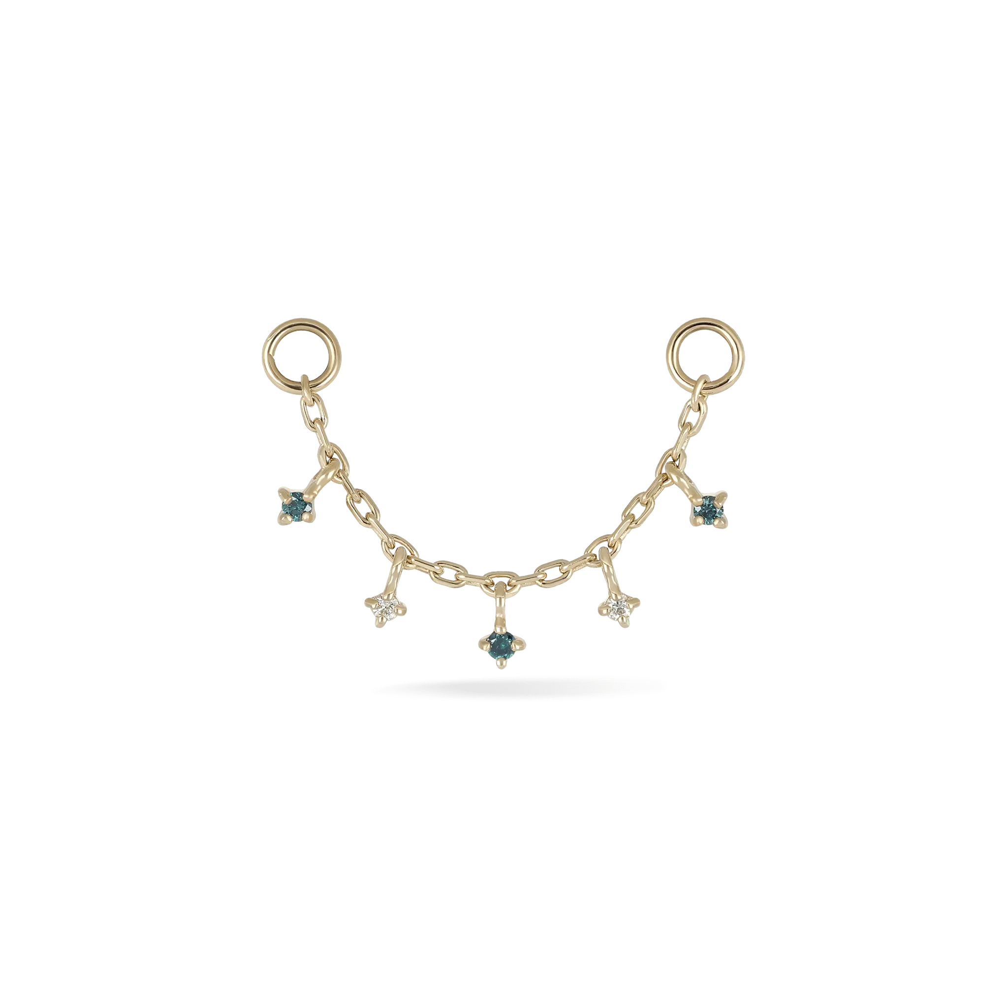 BEATTI Chain Attachments Gold Ember Blue and White Diamond Dangle Chain BTFG027 BD-WD Ember Blue and White Diamond Dangle Chain