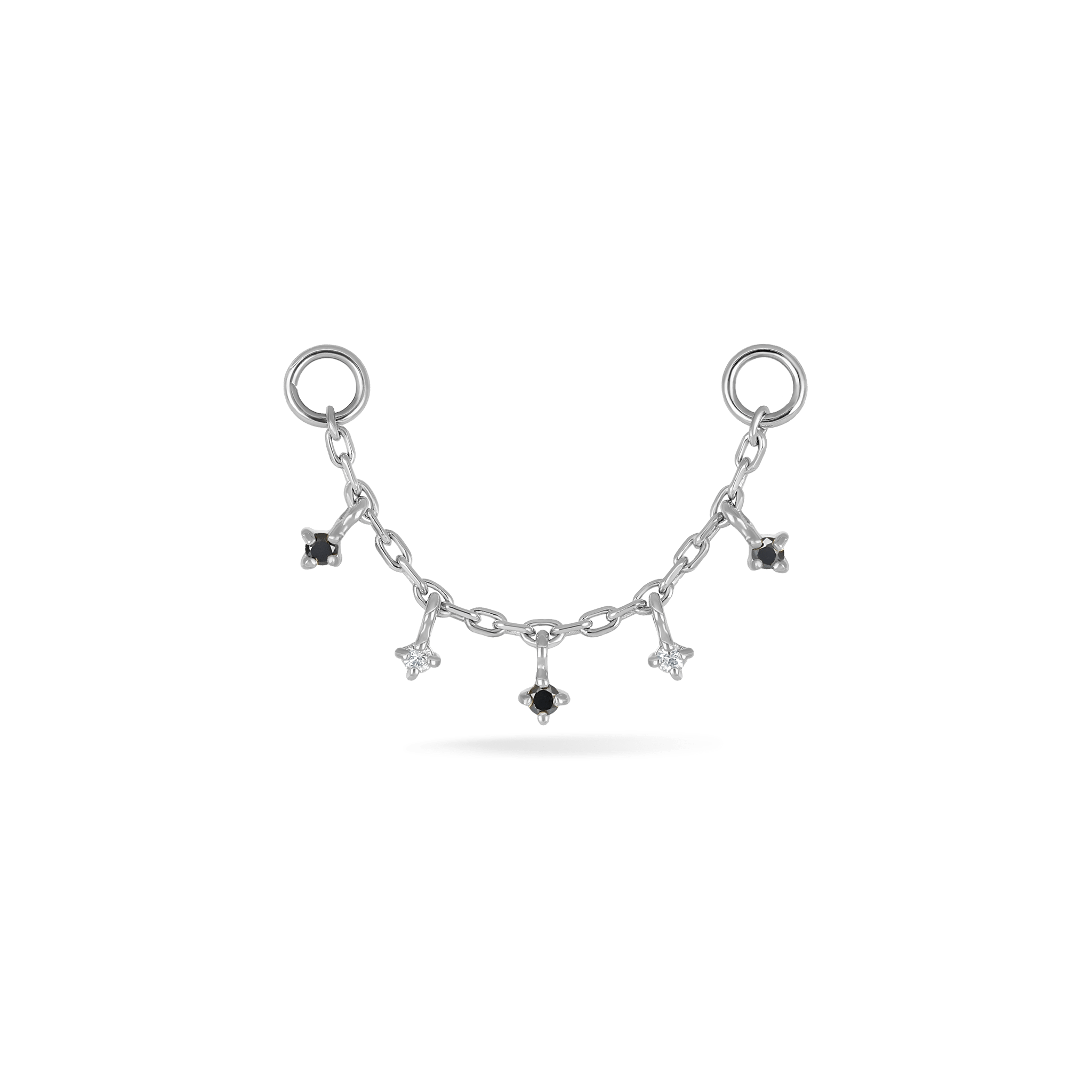 BEATTI Chain Attachments White Gold Ember Black & White Diamond Charm Chain BTFG027 BLD-WD Ember Black & White Diamond Charm Chain