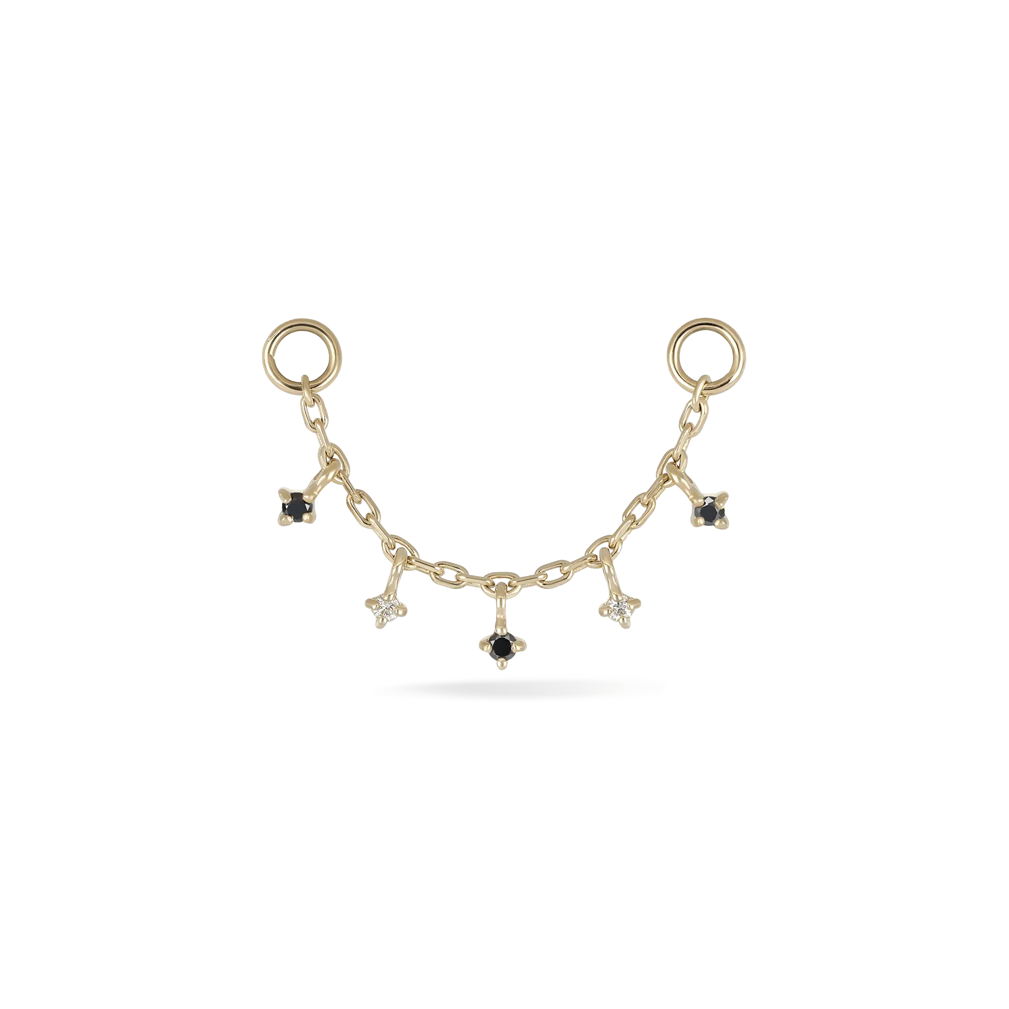 BEATTI Chain Attachments Gold Ember Black & White Diamond Charm Chain BTFG027 BLD-WD Ember Black & White Diamond Charm Chain