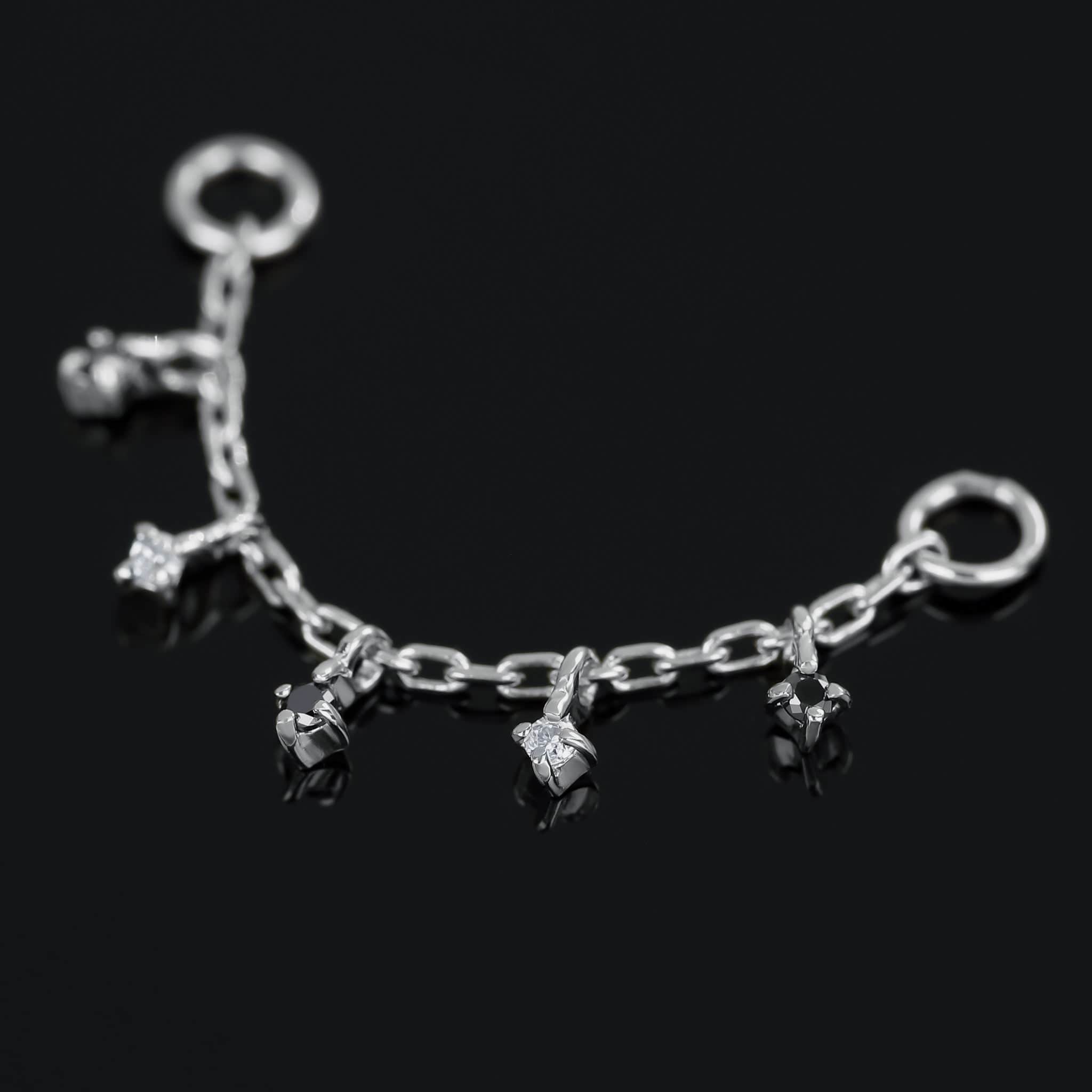 BEATTI Chain Attachments Ember Black & White Diamond Charm Chain Ember Black & White Diamond Charm Chain