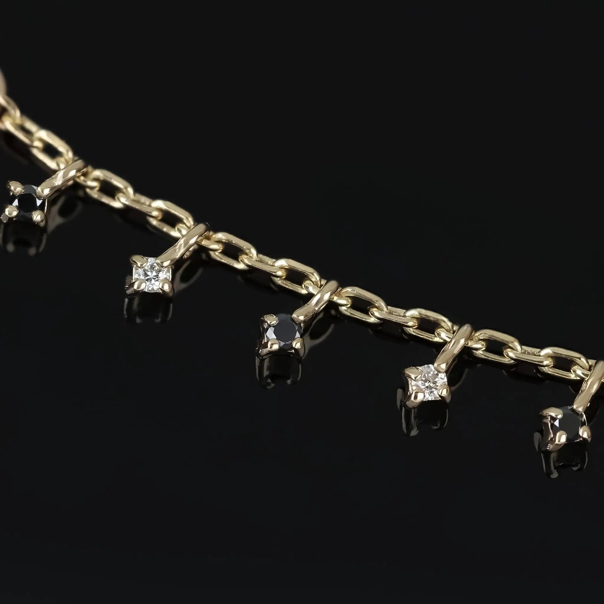 BEATTI Chain Attachments Ember Black & White Diamond Charm Chain Ember Black & White Diamond Charm Chain