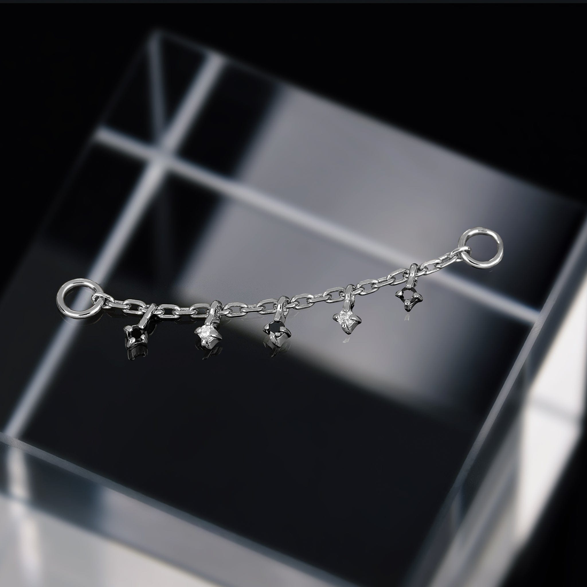 BEATTI Chain Attachments Ember Black & White Diamond Charm Chain Ember Black & White Diamond Charm Chain