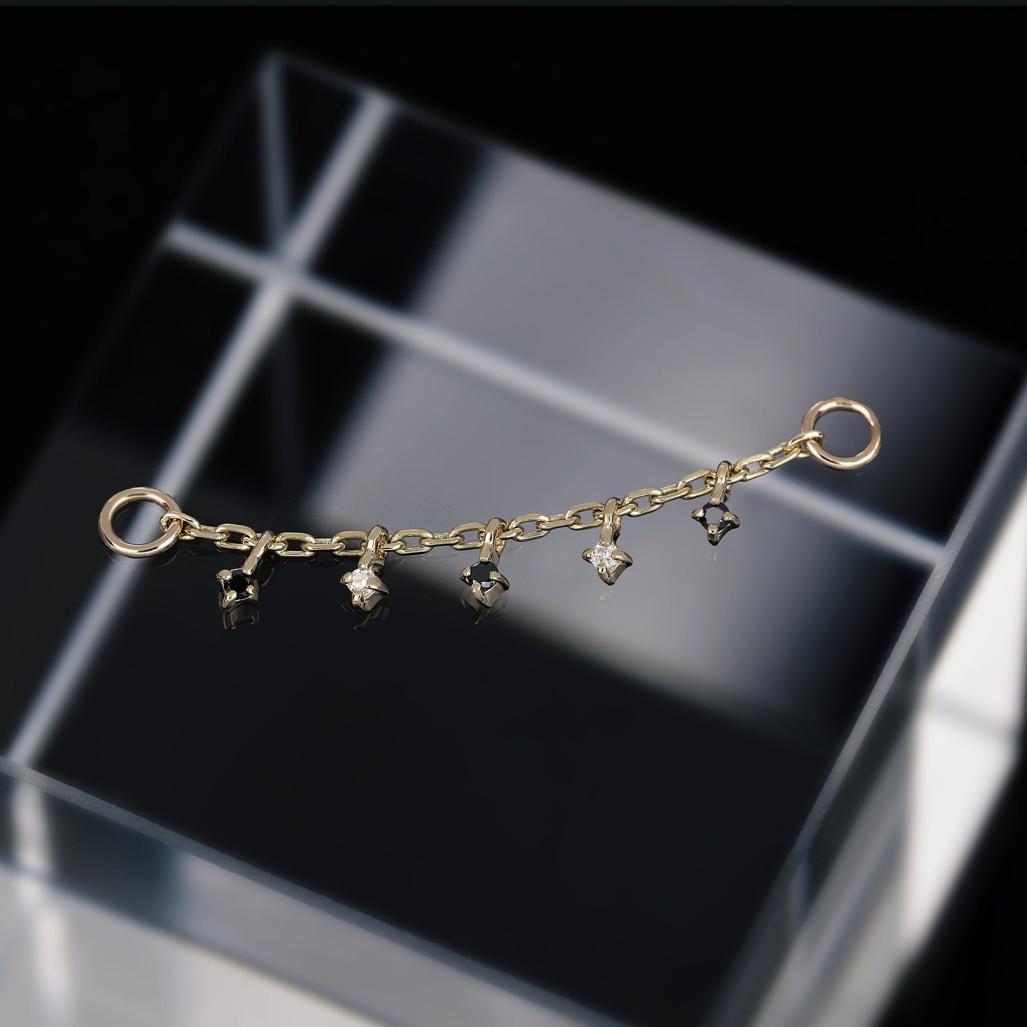 BEATTI Chain Attachments Ember Black & White Diamond Charm Chain Ember Black & White Diamond Charm Chain