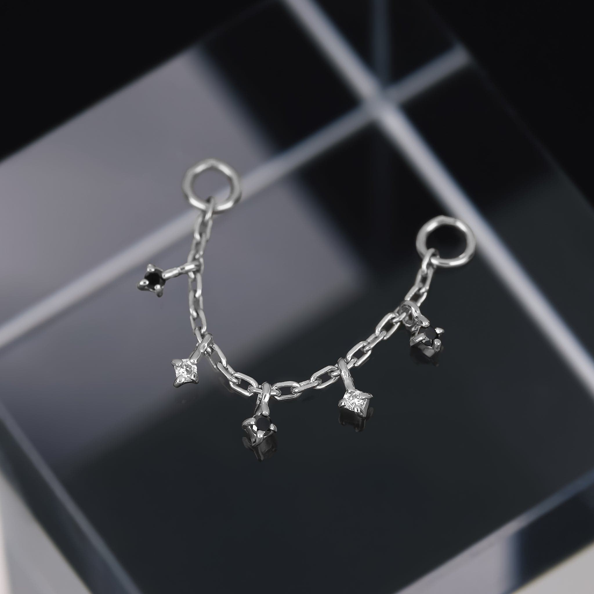 BEATTI Chain Attachments Ember Black & White Diamond Charm Chain Ember Black & White Diamond Charm Chain