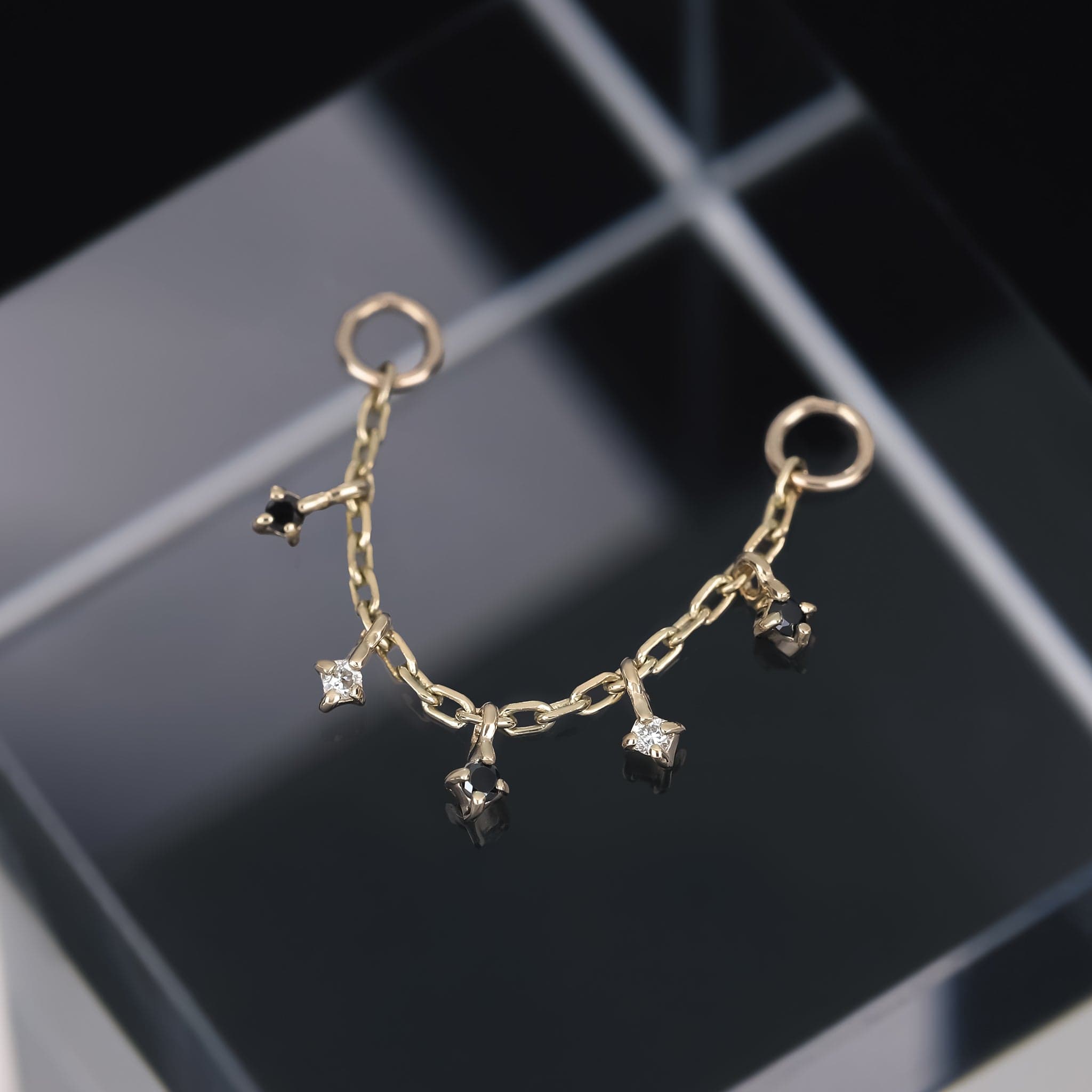 BEATTI Chain Attachments Ember Black & White Diamond Charm Chain Ember Black & White Diamond Charm Chain