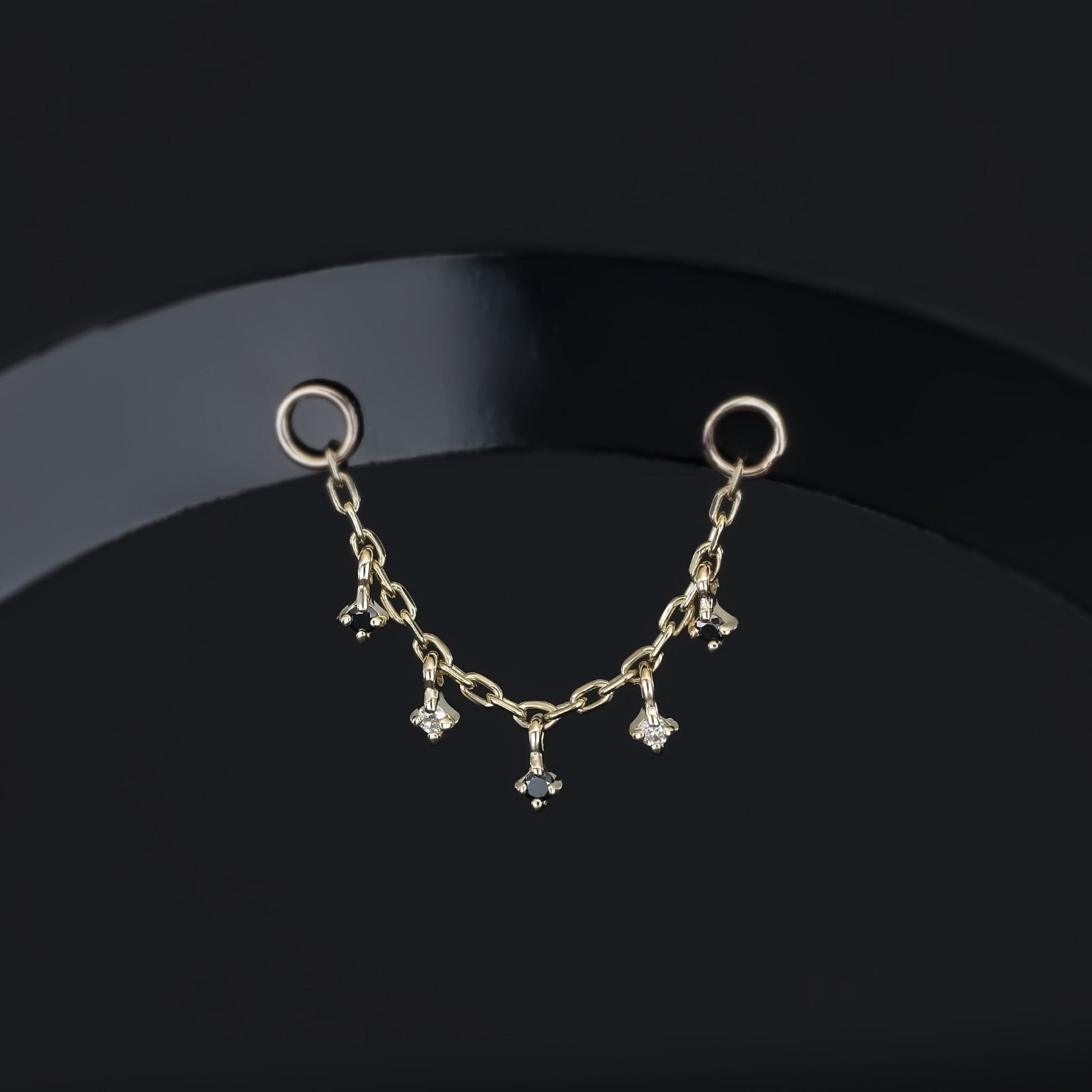 BEATTI Chain Attachments Ember Black & White Diamond Charm Chain Ember Black & White Diamond Charm Chain