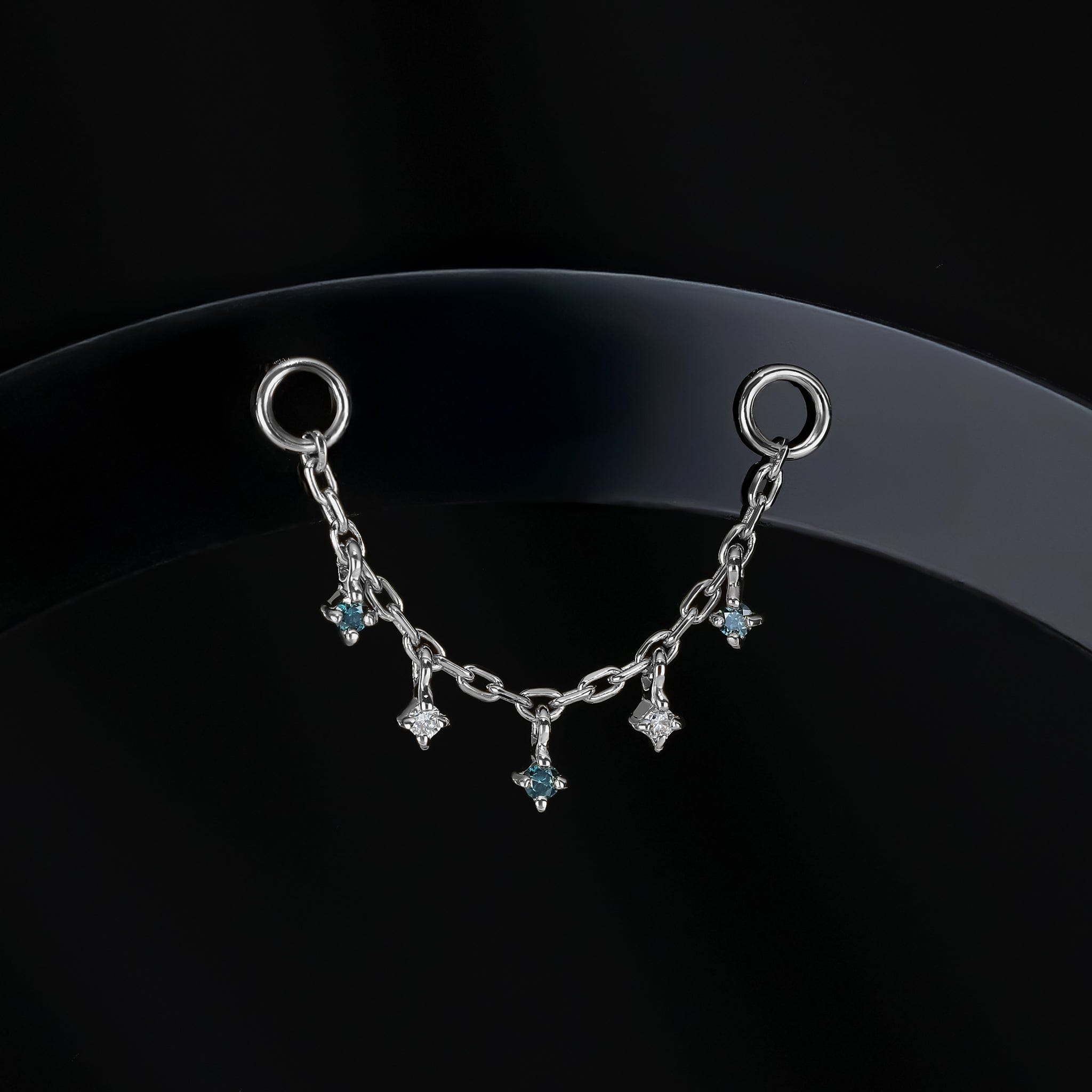 BEATTI Chain Attachments Ember Blue and White Diamond Dangle Chain Ember Blue and White Diamond Dangle Chain