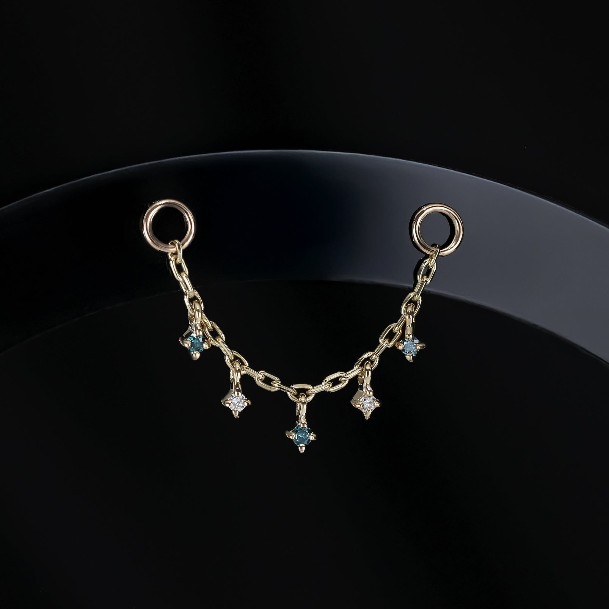 BEATTI Chain Attachments Ember Blue and White Diamond Dangle Chain Ember Blue and White Diamond Dangle Chain