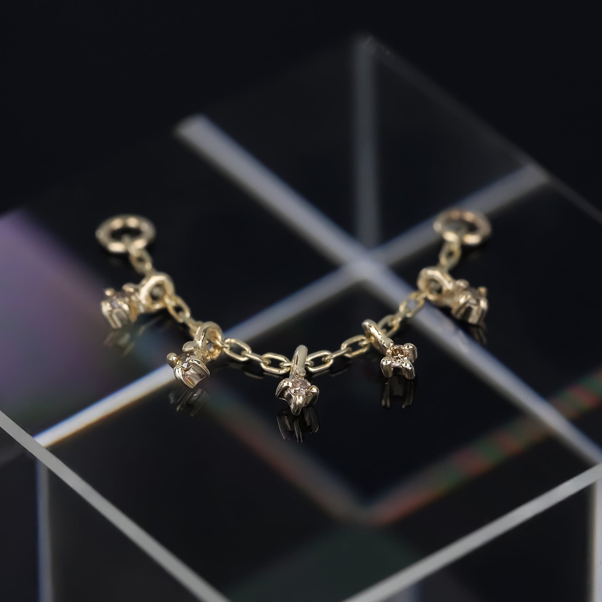 BEATTI Chain Attachments Gold Ember Brown Diamond Charm Chain Attachment BTFG027 BRD Ember Brown Diamond Charm Chain Attachment