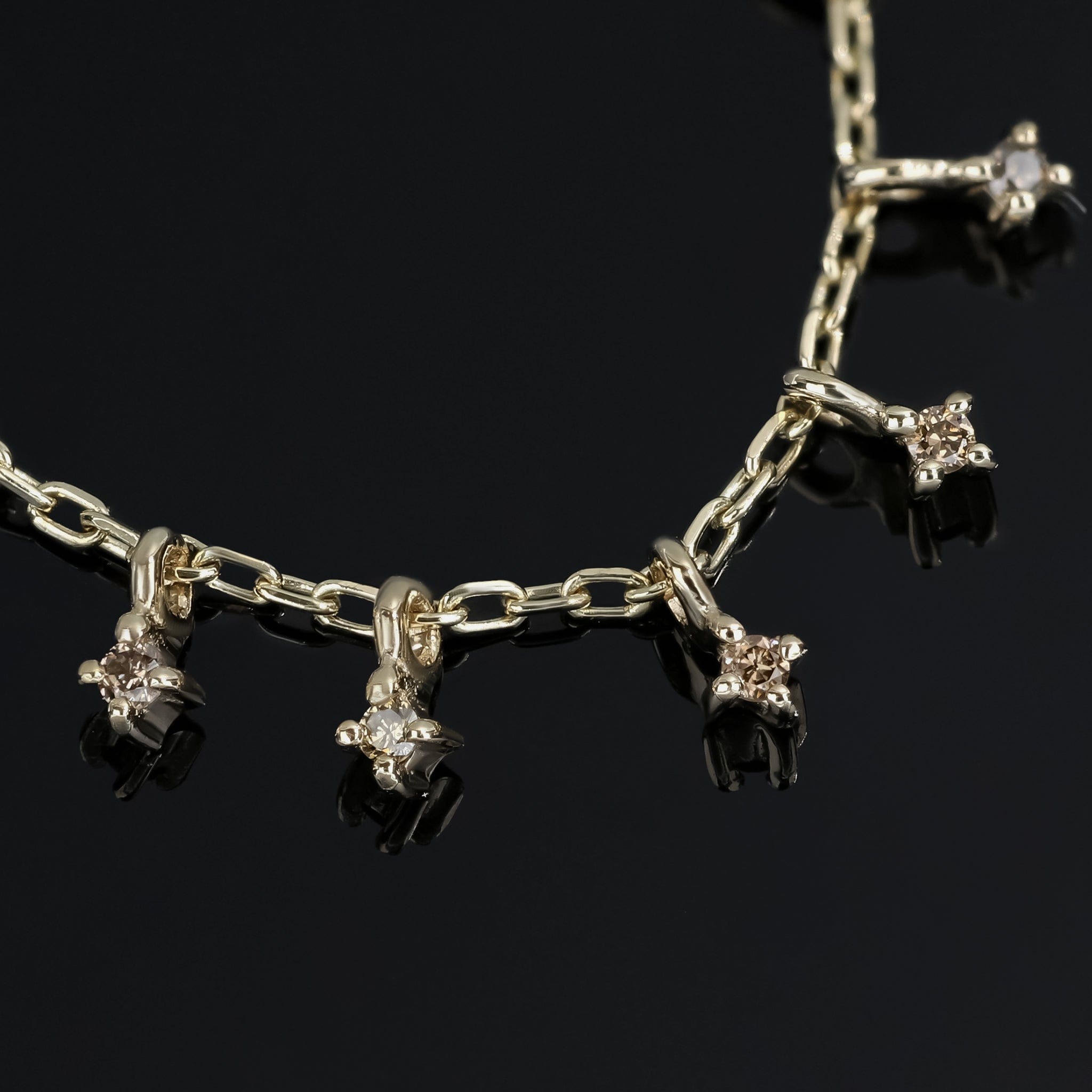 BEATTI Chain Attachments Gold Ember Brown Diamond Charm Chain Attachment BTFG027 BRD Ember Brown Diamond Charm Chain Attachment