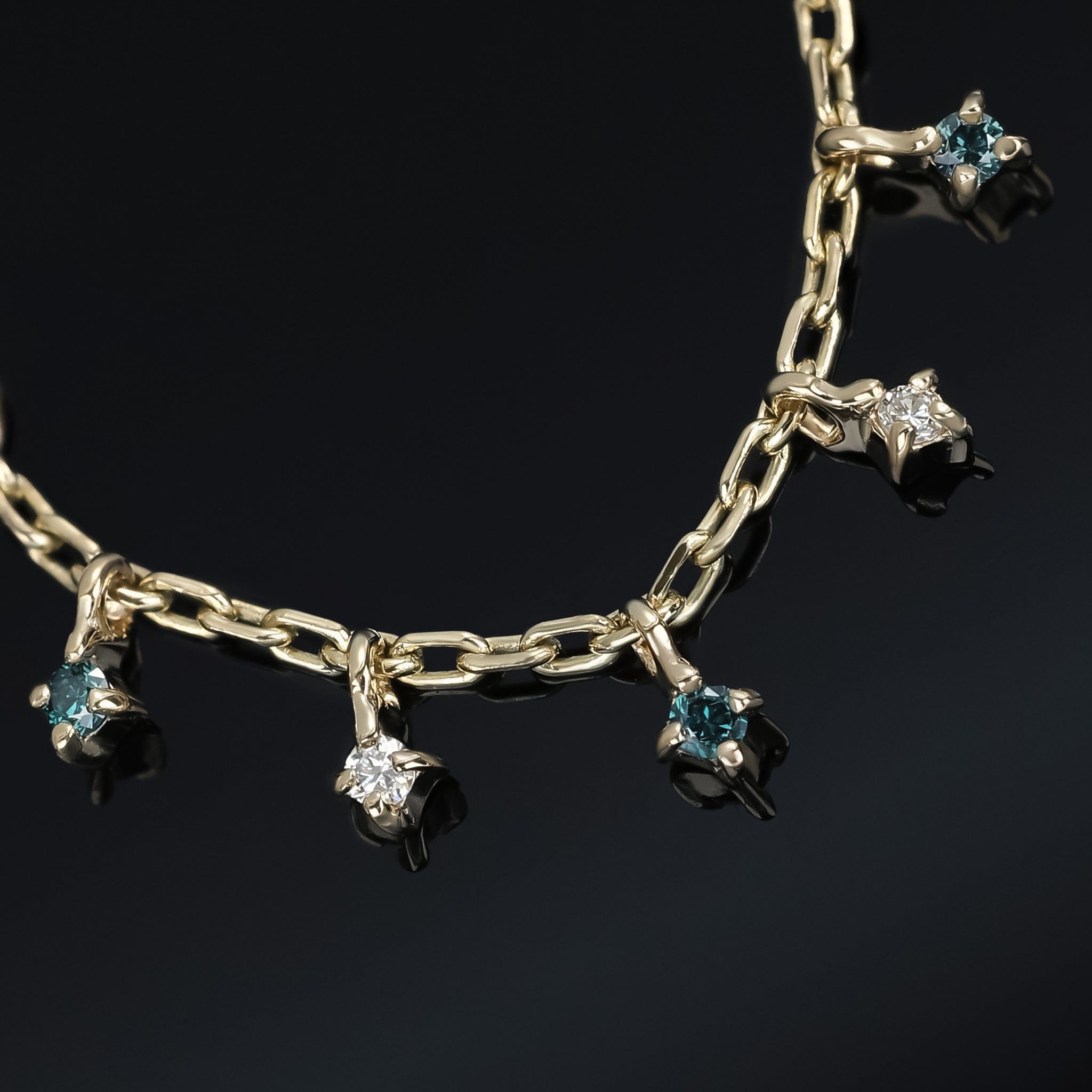 BEATTI Chain Attachments Ember Blue and White Diamond Dangle Chain Ember Blue and White Diamond Dangle Chain