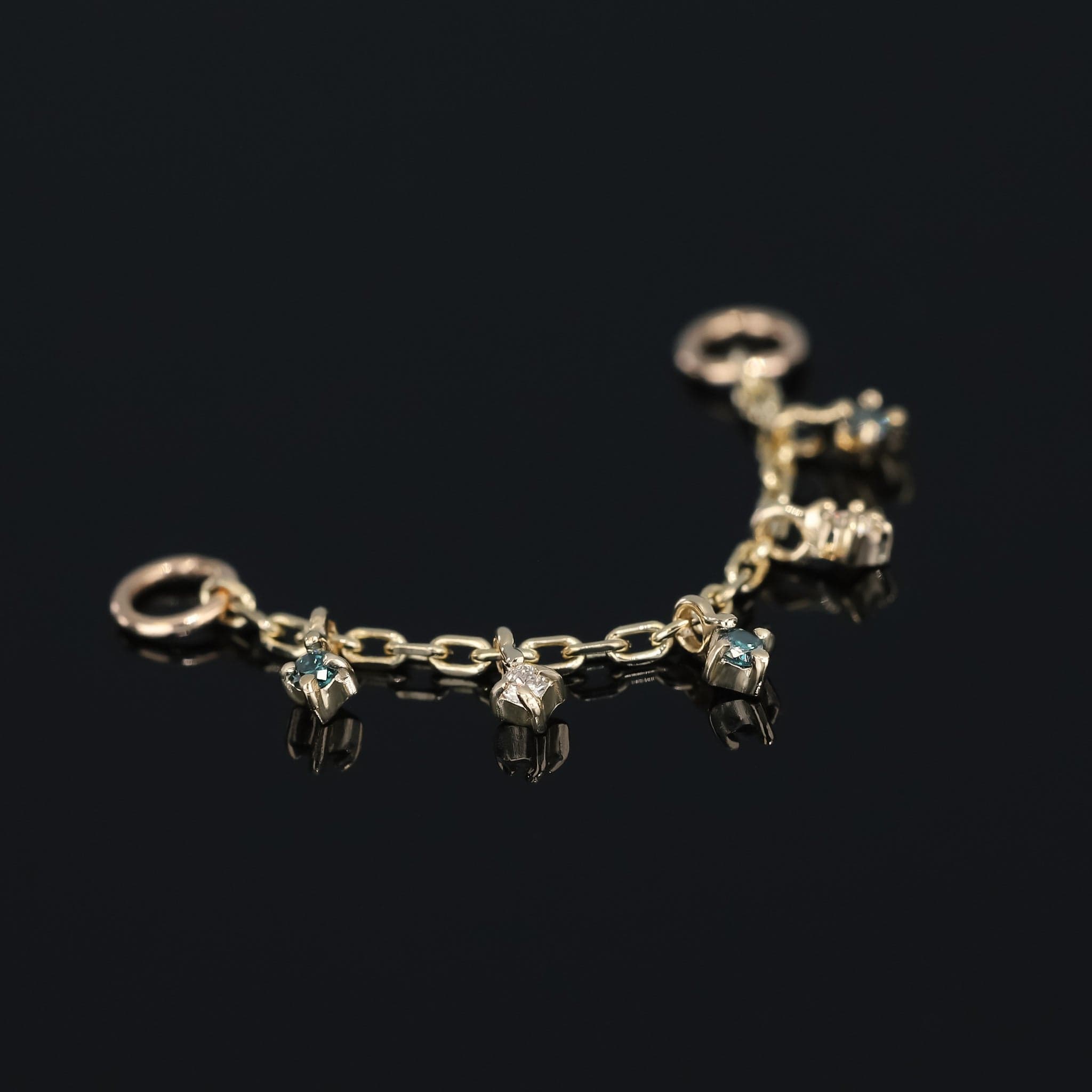 BEATTI Chain Attachments Ember Blue and White Diamond Dangle Chain Ember Blue and White Diamond Dangle Chain