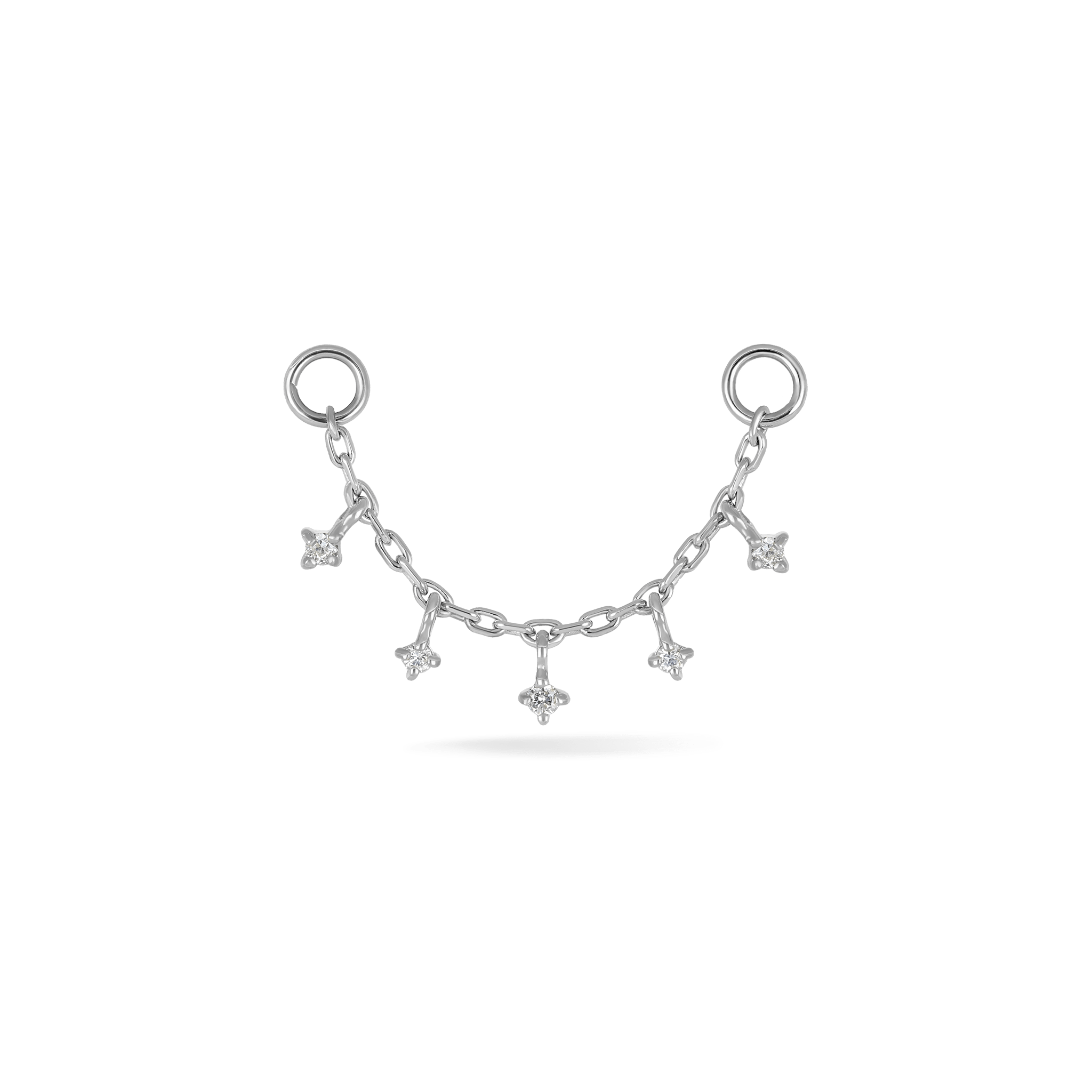 BEATTI Chain Attachments White Gold Ember Tiny Diamond Charm Chain BTFG027 WD Ember Tiny Diamond Charm Chain