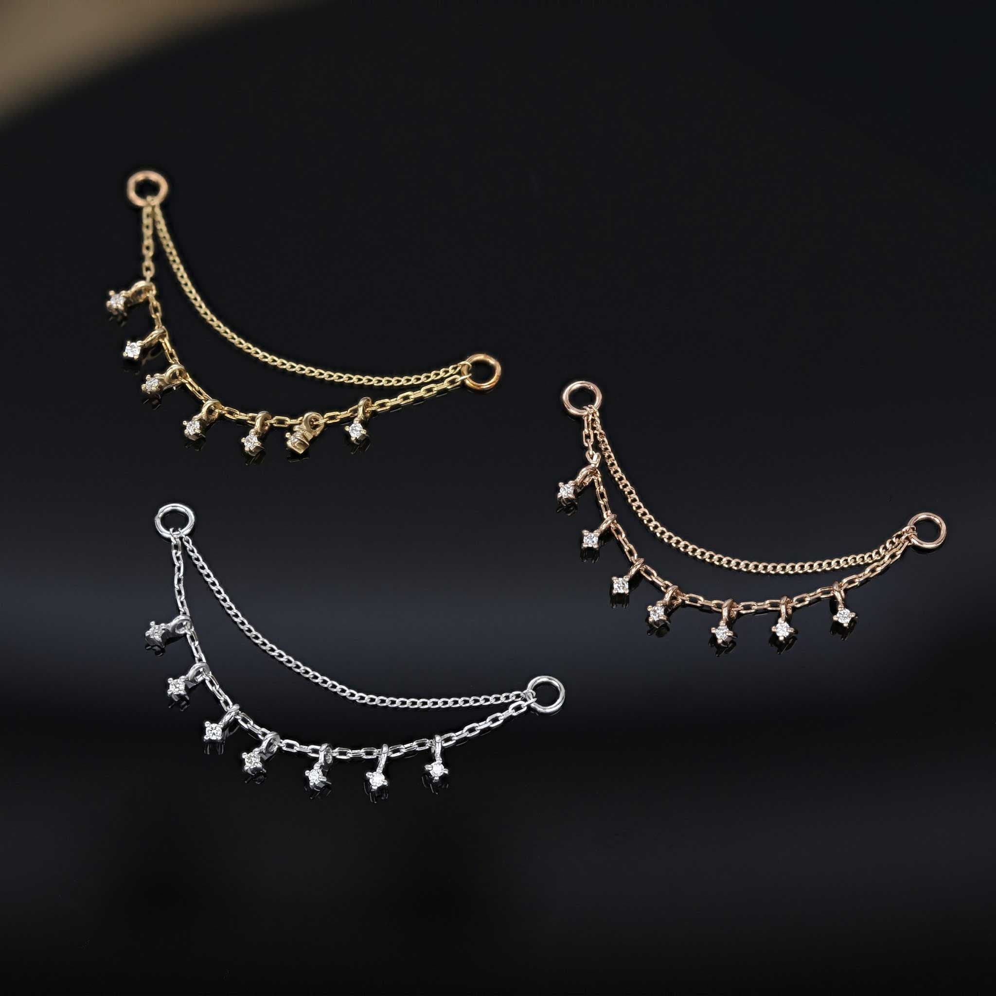 BEATTI Chain Attachments Ember Tiny Diamond Charm Double Chain 30mm Ember Tiny Diamond Charm Double Chain 30mm