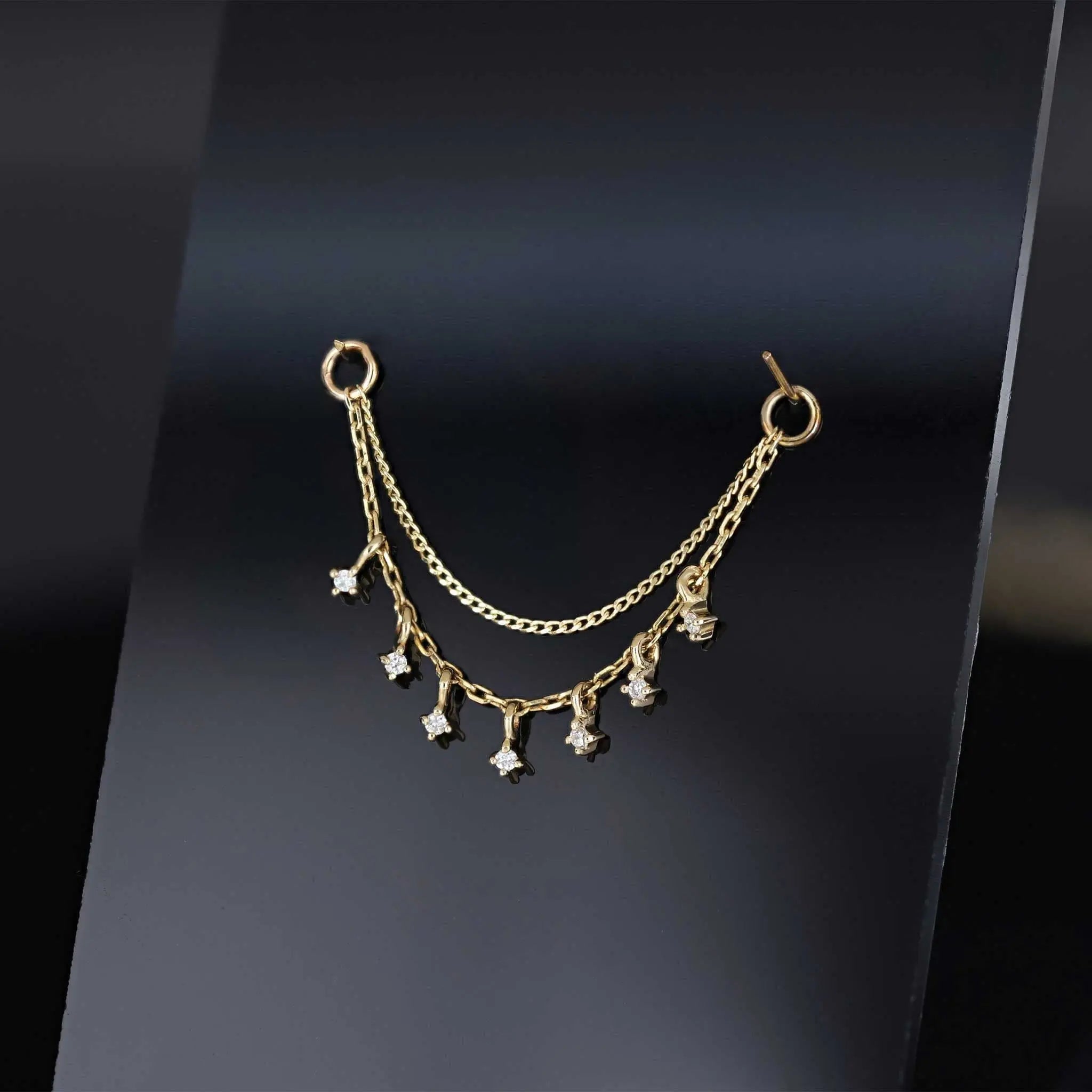 BEATTI Chain Attachments Ember Tiny Diamond Charm Double Chain 30mm Ember Tiny Diamond Charm Double Chain 30mm