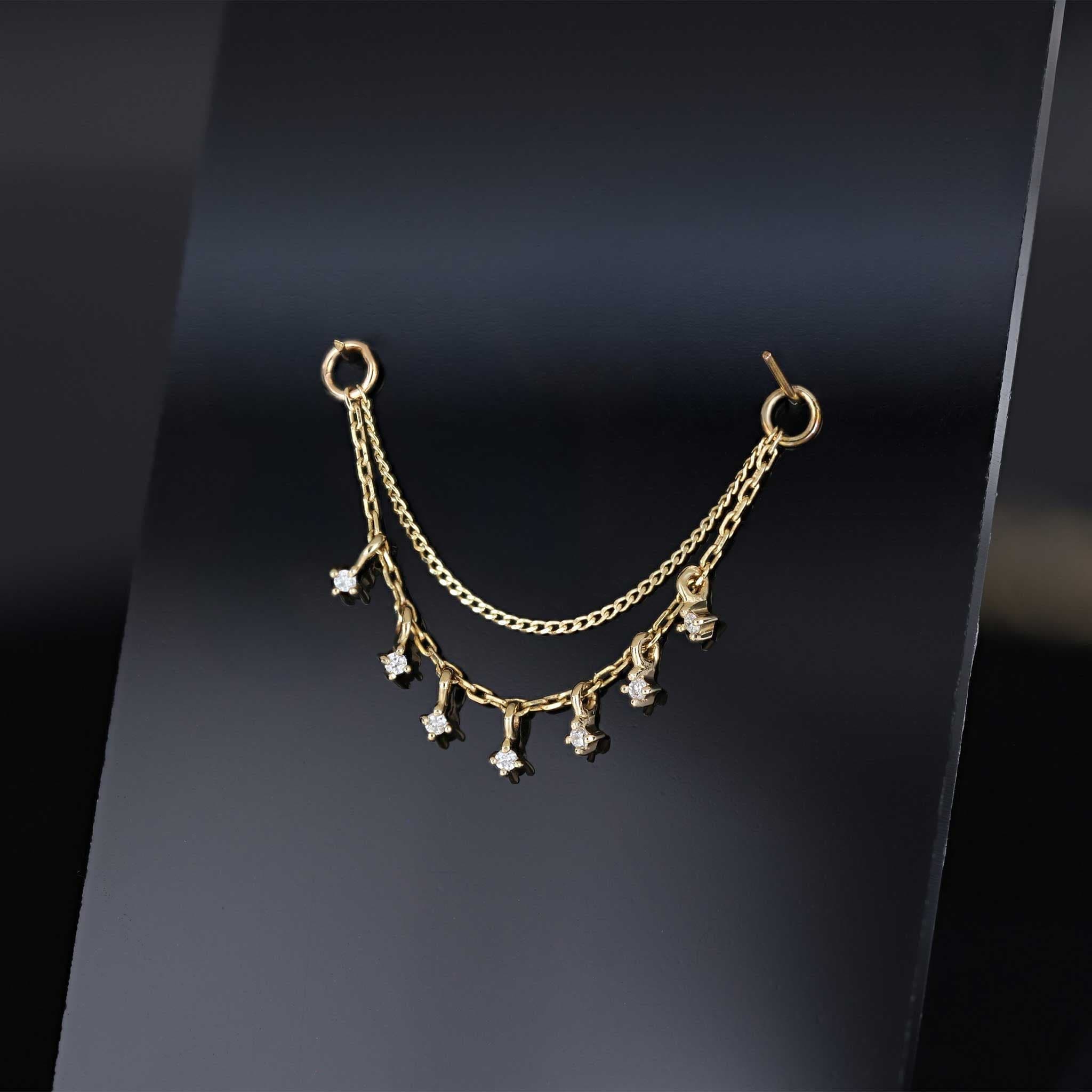 BEATTI Chain Attachments Ember Tiny Diamond Charm Double Chain 30mm Ember Tiny Diamond Charm Double Chain 30mm