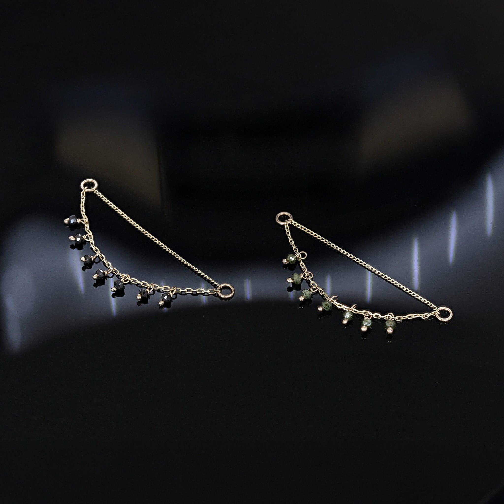 BEATTI Chain Attachments Gold Santal III • Green Diamond Beads Double Drape Chain BTFG053A-NEW GD Santal III • Green Diamond Beads Double Drape Chain