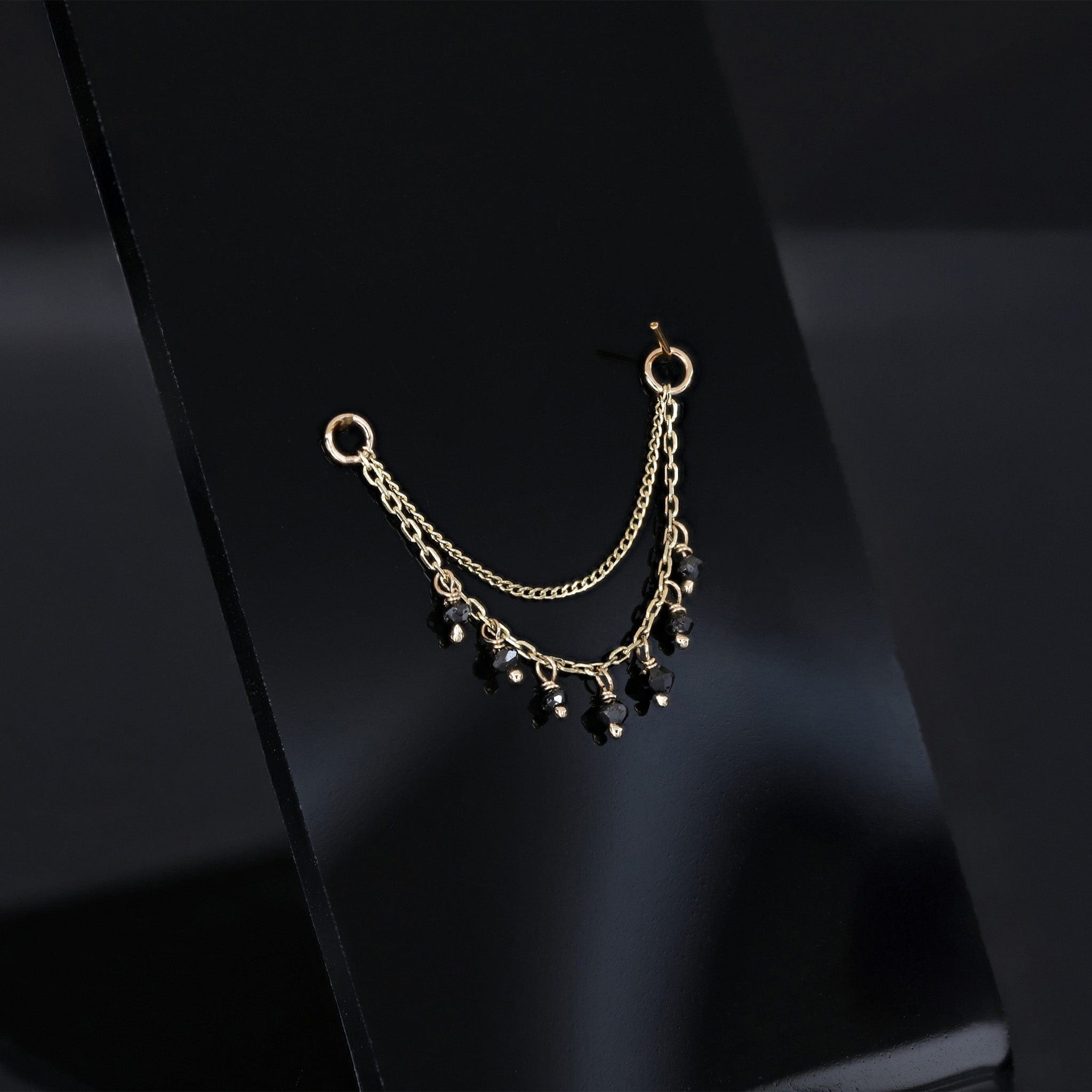 BEATTI Chain Attachments Santal III • Black Diamond Beads Double Drape Chain Santal III • Black Diamond Beads Double Drape Chain