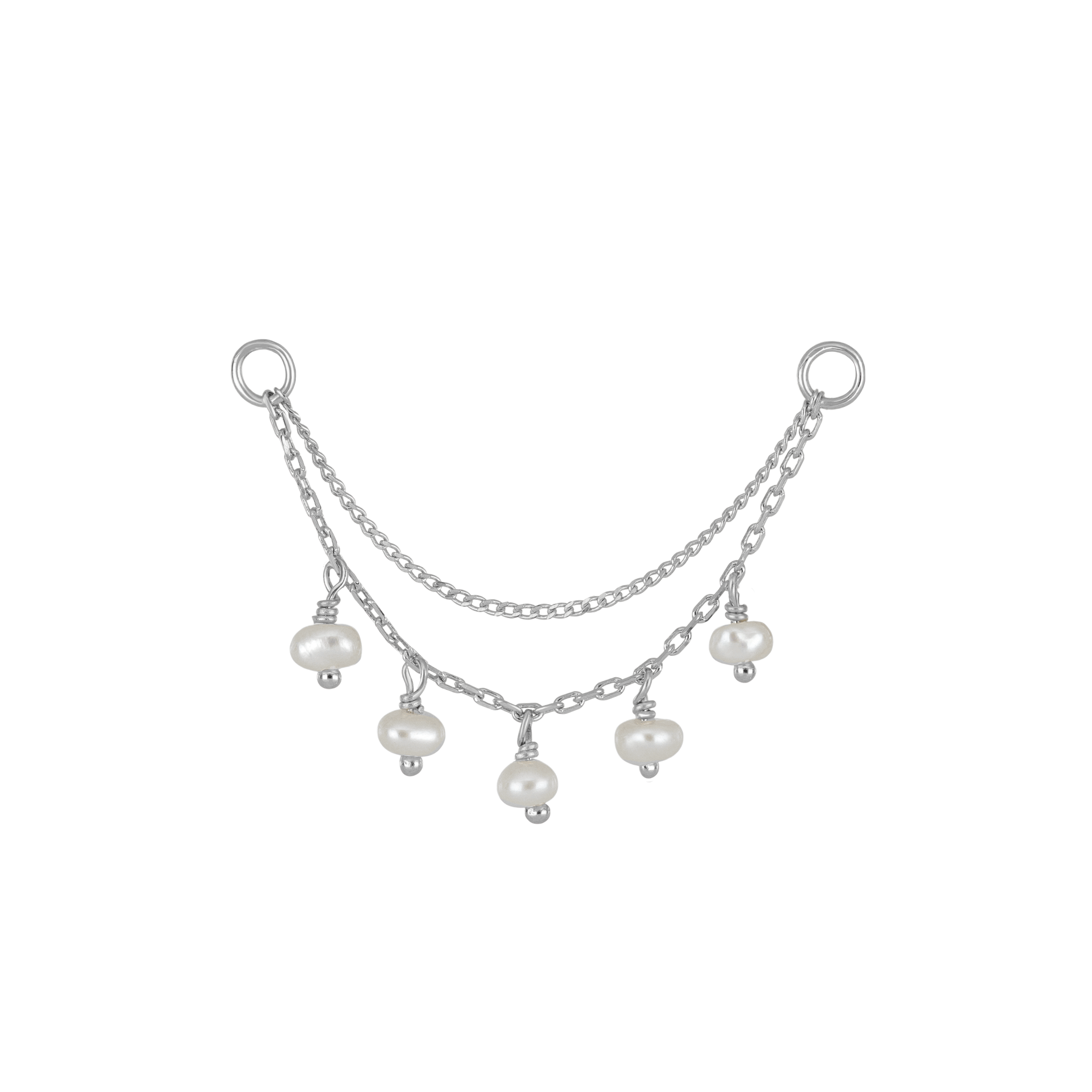 BEATTI Chain Attachments White Gold Morning Dew • Natural Pearl Beads Double Drape Chain Morning Dew • Natural Pearl Beads Double Drape Chain