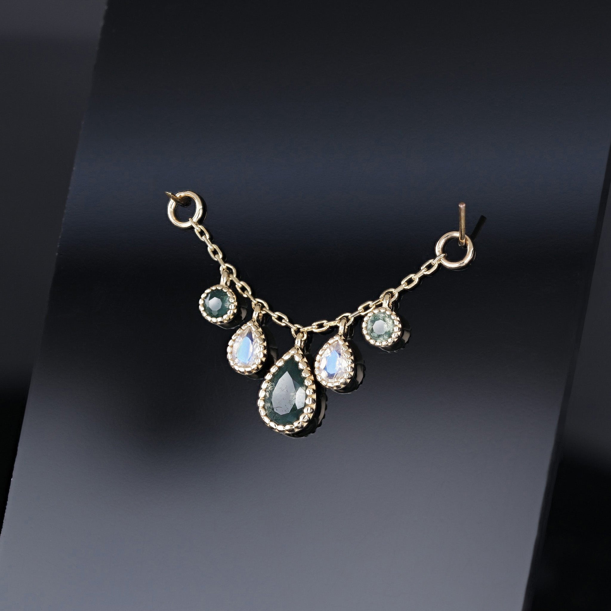 Colette • Moss Agate & Moonstone