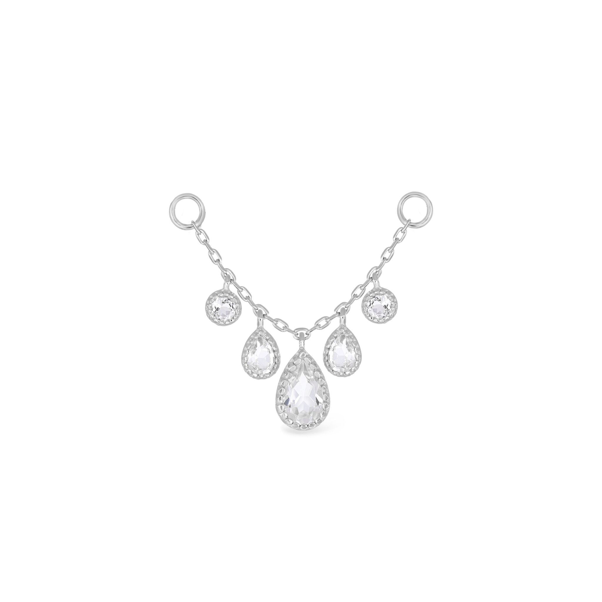 BEATTI Chain Attachments White Gold / White Topaz BTFG093 • 14K Gold Gemstone Chain Attachment BTFG093 Dido Bead Charm Double Chain Attachment by BEATTI