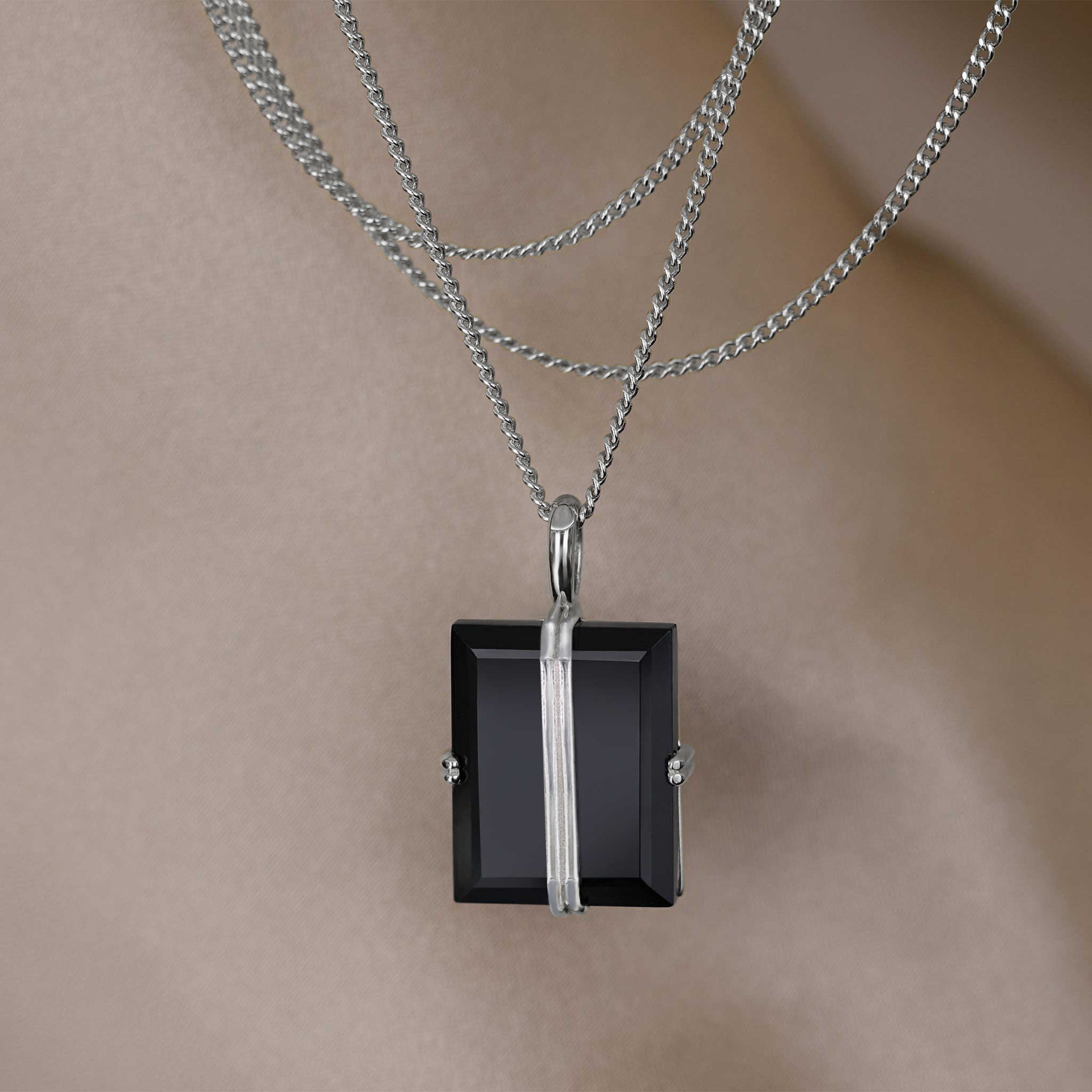 Rectangular Cut Double Ridge Pendant