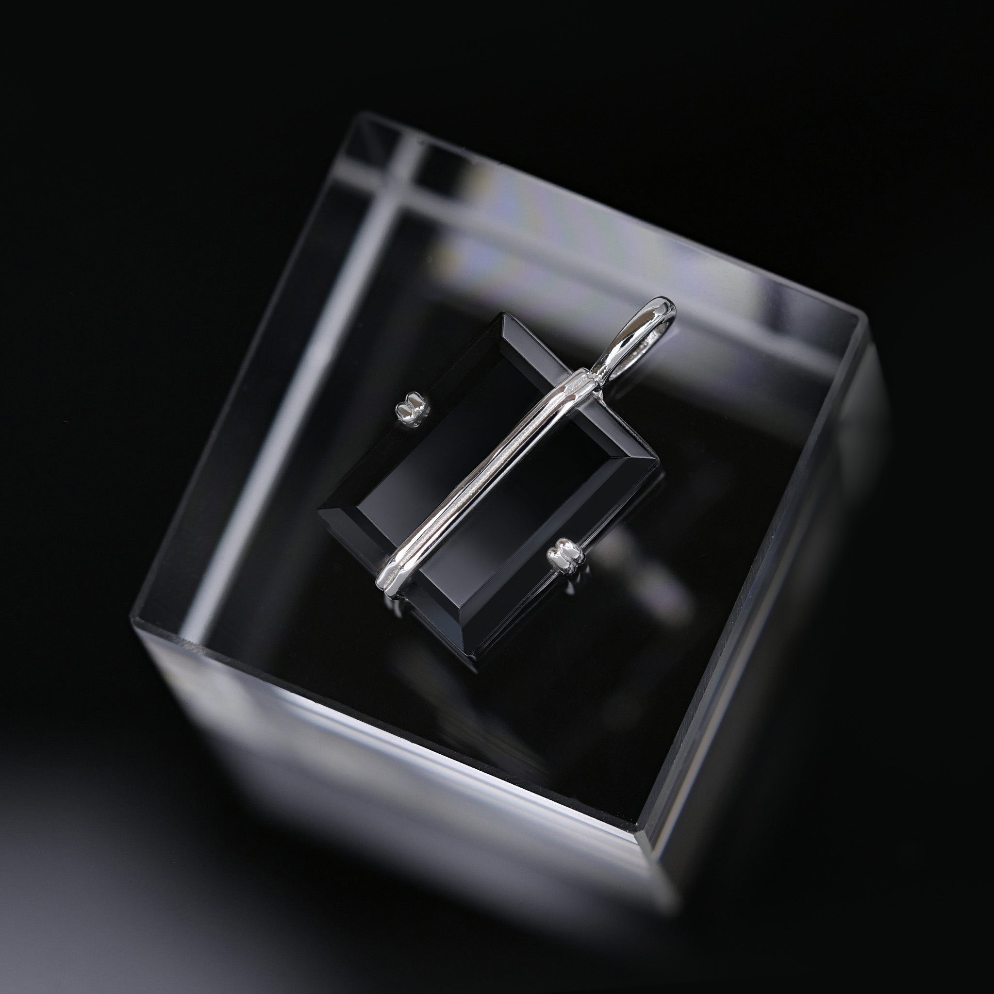 Rectangular Cut Double Ridge Pendant