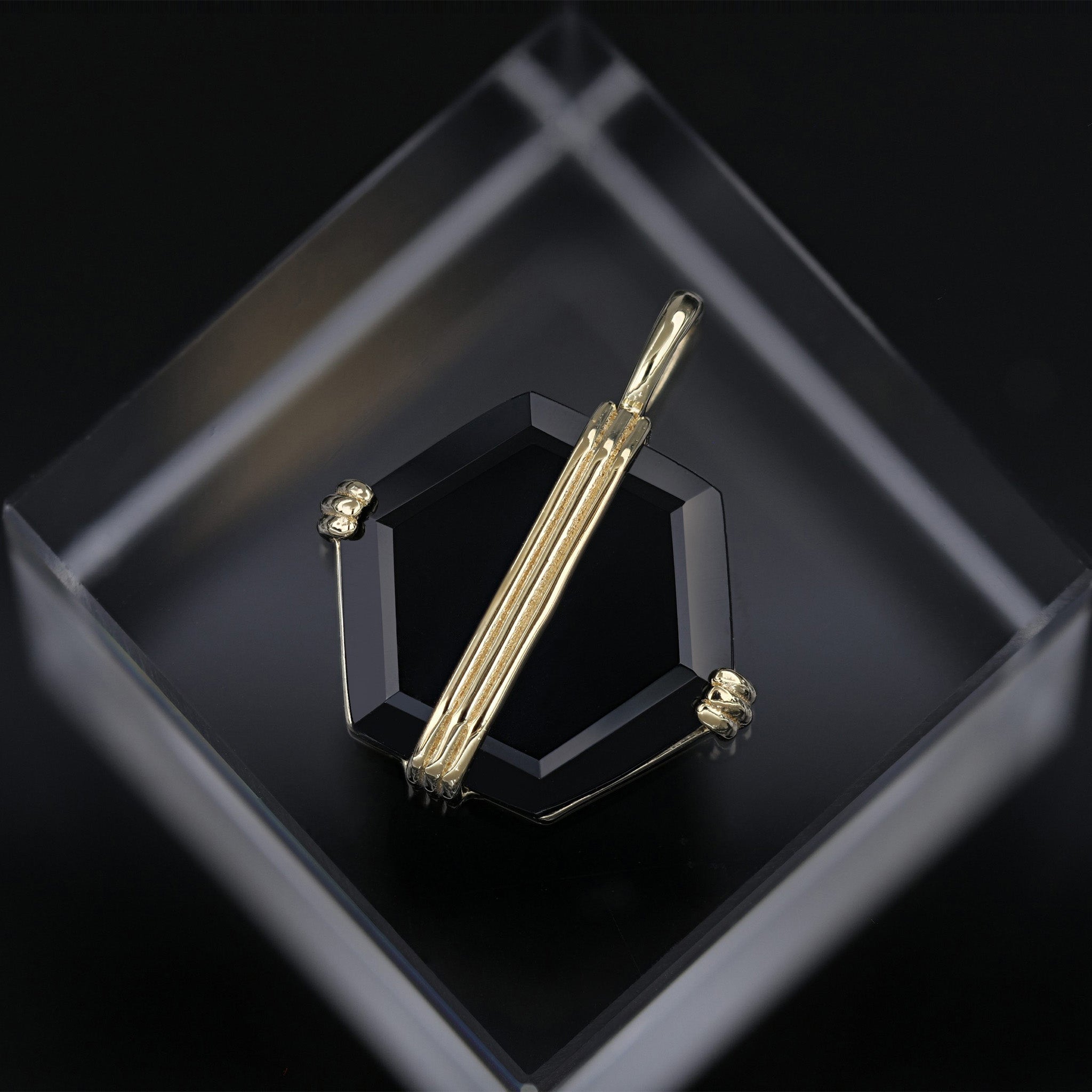 Onyx Triple Ridge Hex Pendant