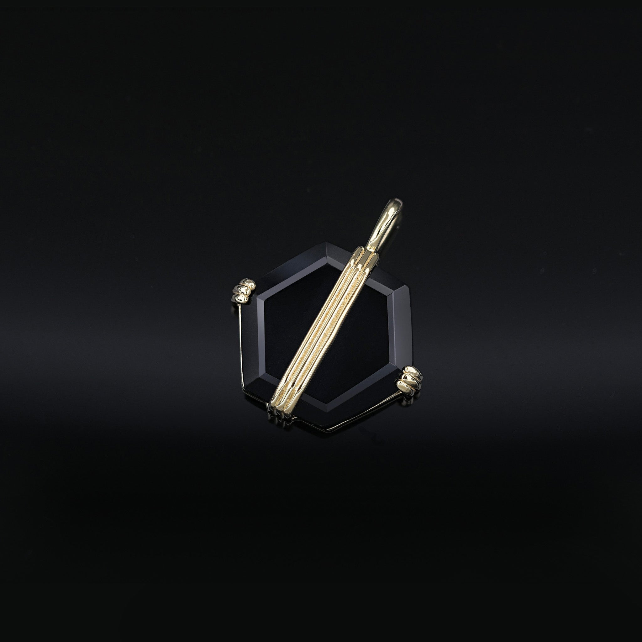 Onyx Triple Ridge Hex Pendant