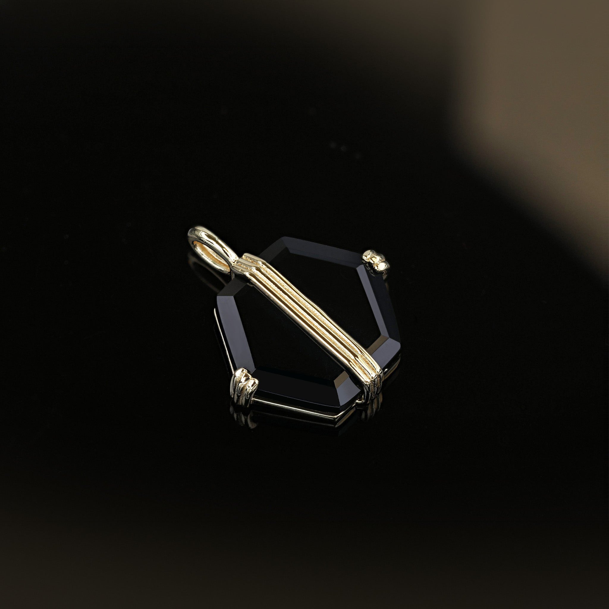 Onyx Triple Ridge Hex Pendant