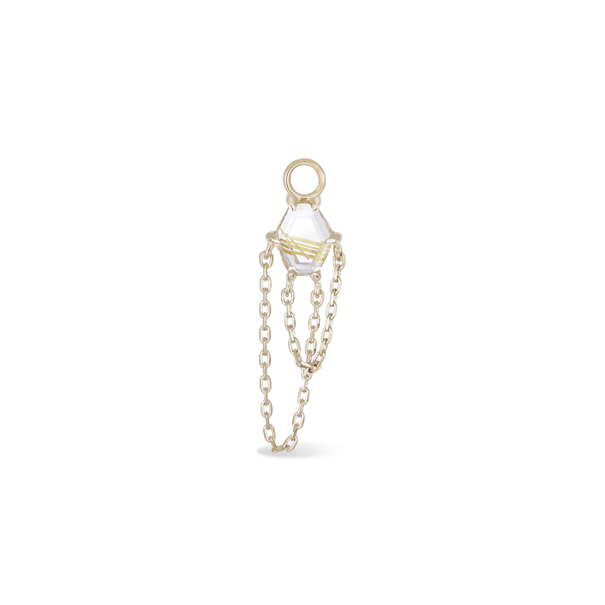 BEATTI Charms Gold / Rutilated Quartz BTPG087 • Gemstone Tassel Chain Charm BTPG087 GRQ BTPG087 • Gemstone Tassel Chain Charm